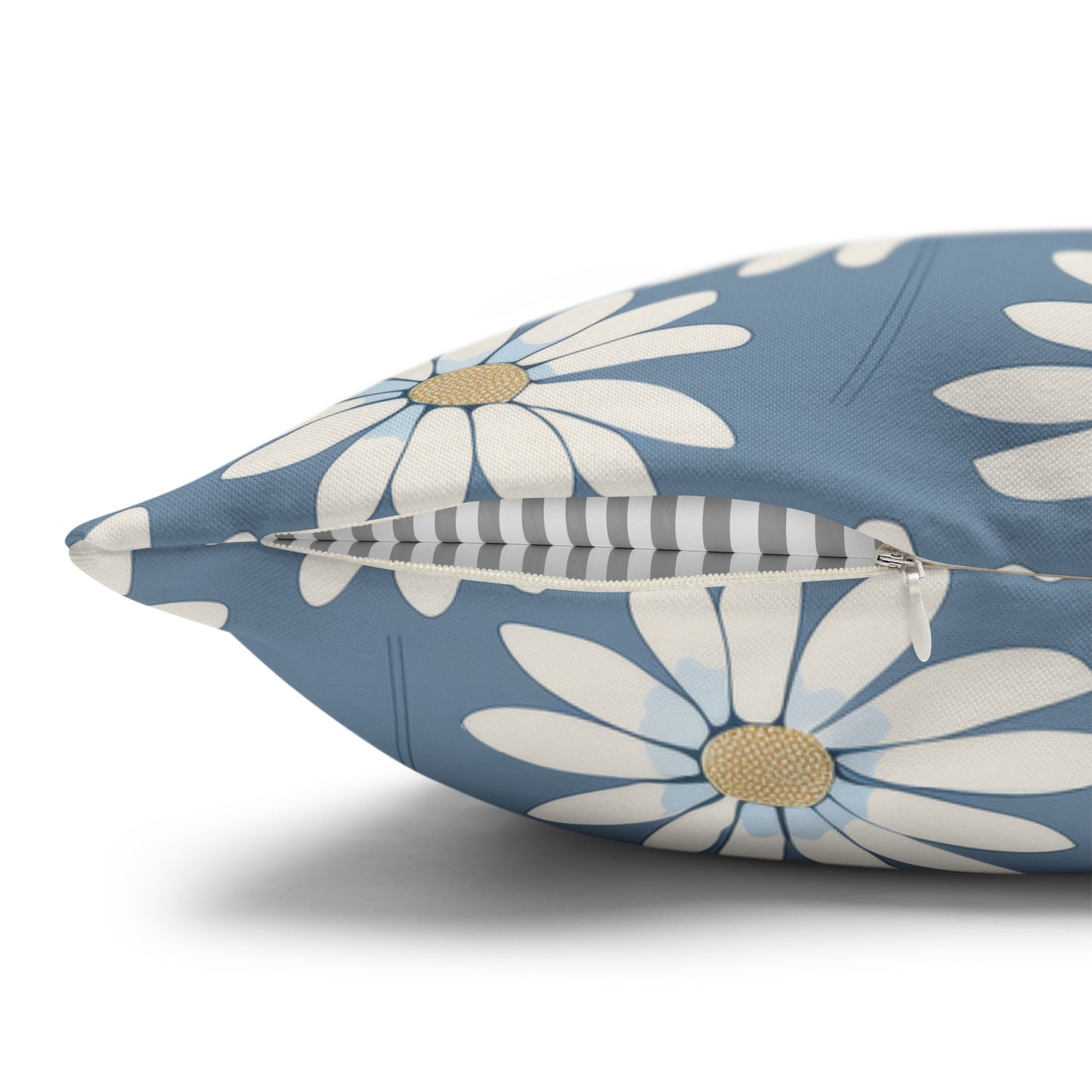 Charming White Daisies on a Soft Blue BackgroundSpun Polyester Square Pillowcase 4 Sizes