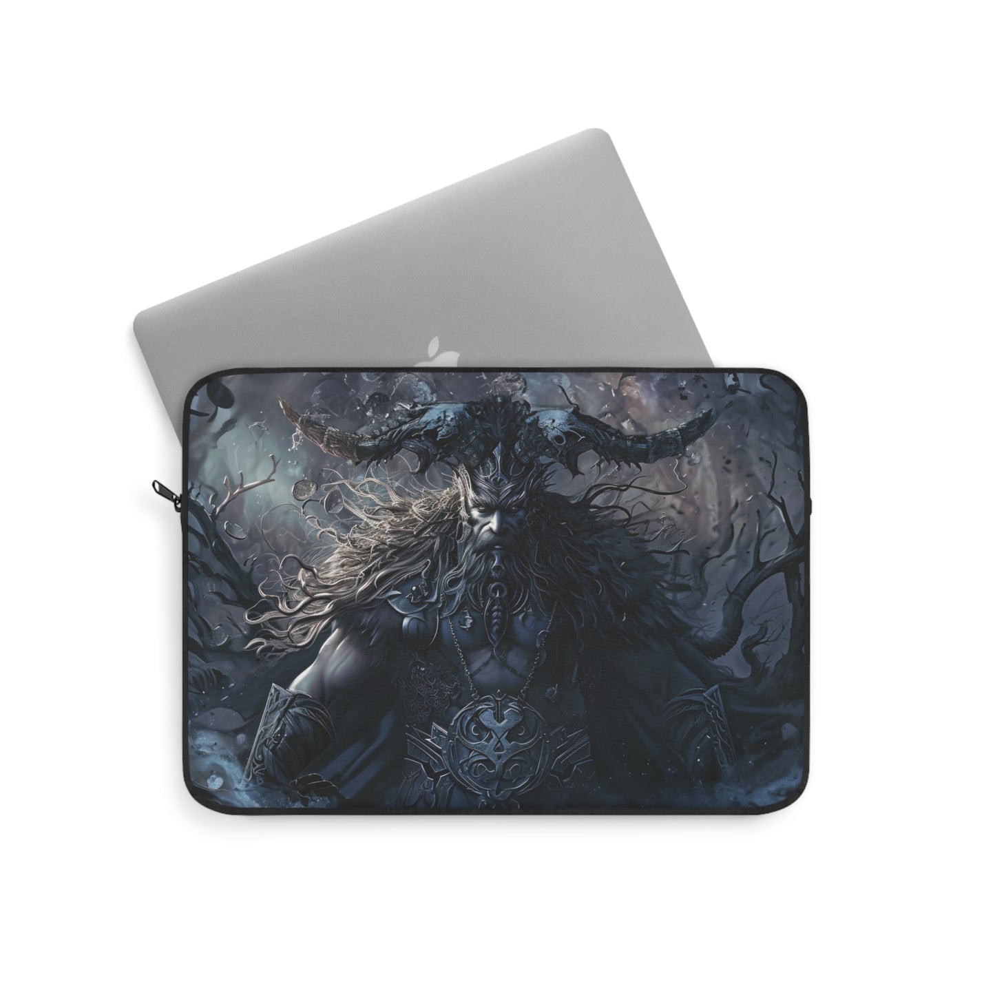 Majestic Norse God Odin with Horned Helmet and Flowing Hair Nordic Warrior - Laptop or Ipad Protective Sleeve 3 Sizes