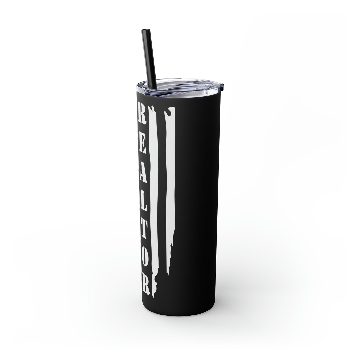 American Flag with Realtor - White 20oz Skinny Tumbler with Straw