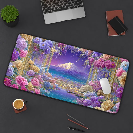 Japanese Garden Mousepad, Flower Garden Desk Mat, Extra Large Mousepad, Gaming Desk Mat, Desktop Accessory