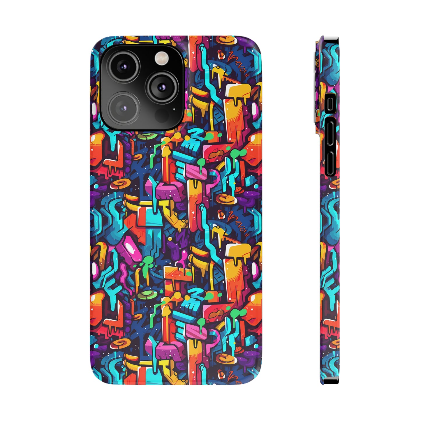 3D Abstract Colorful Street Graffiti Art Design Iphone 15-12 Slim Phone Case