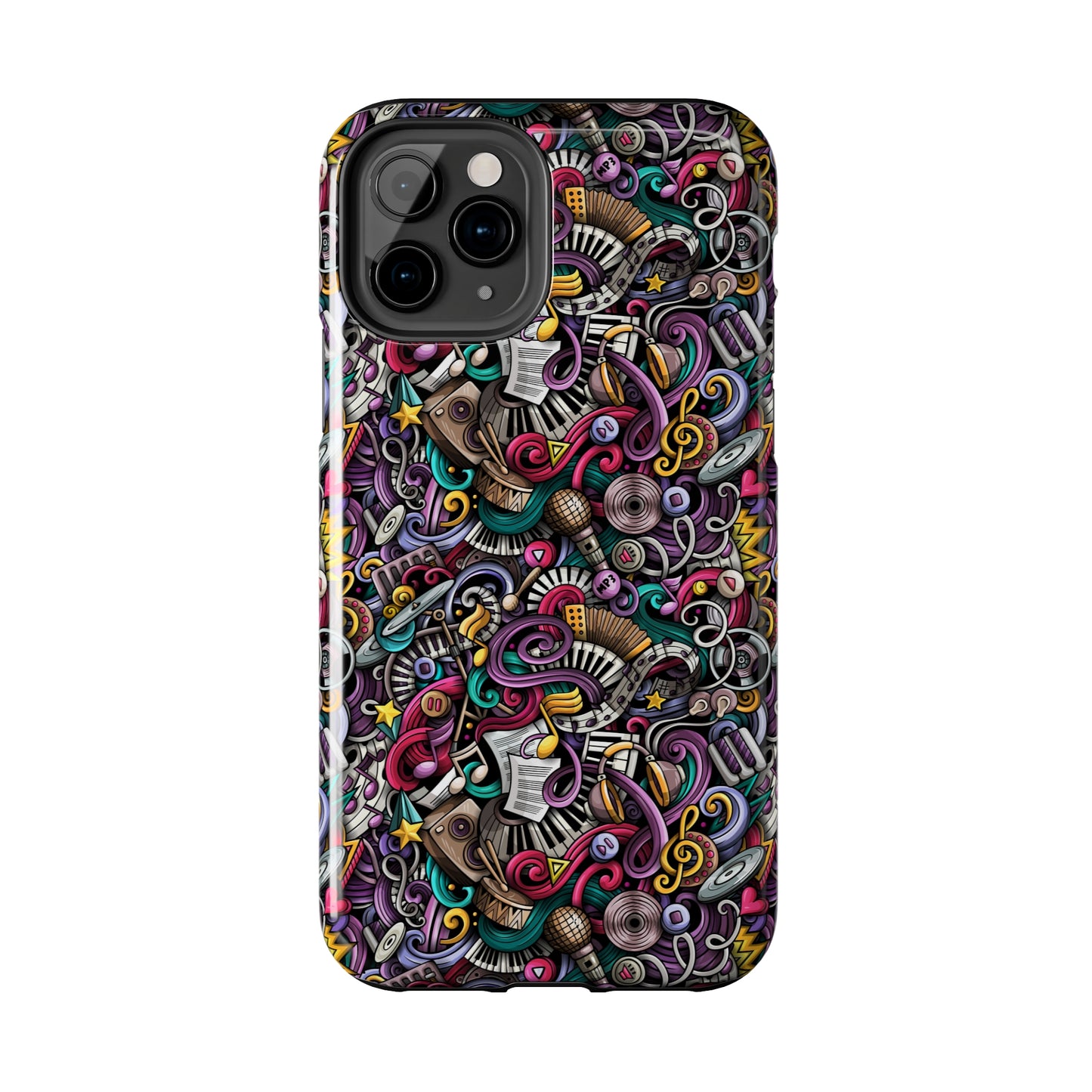 Musical Notes, Sheet Music, Swirls Cartoon Design Iphone Tough Phone Case