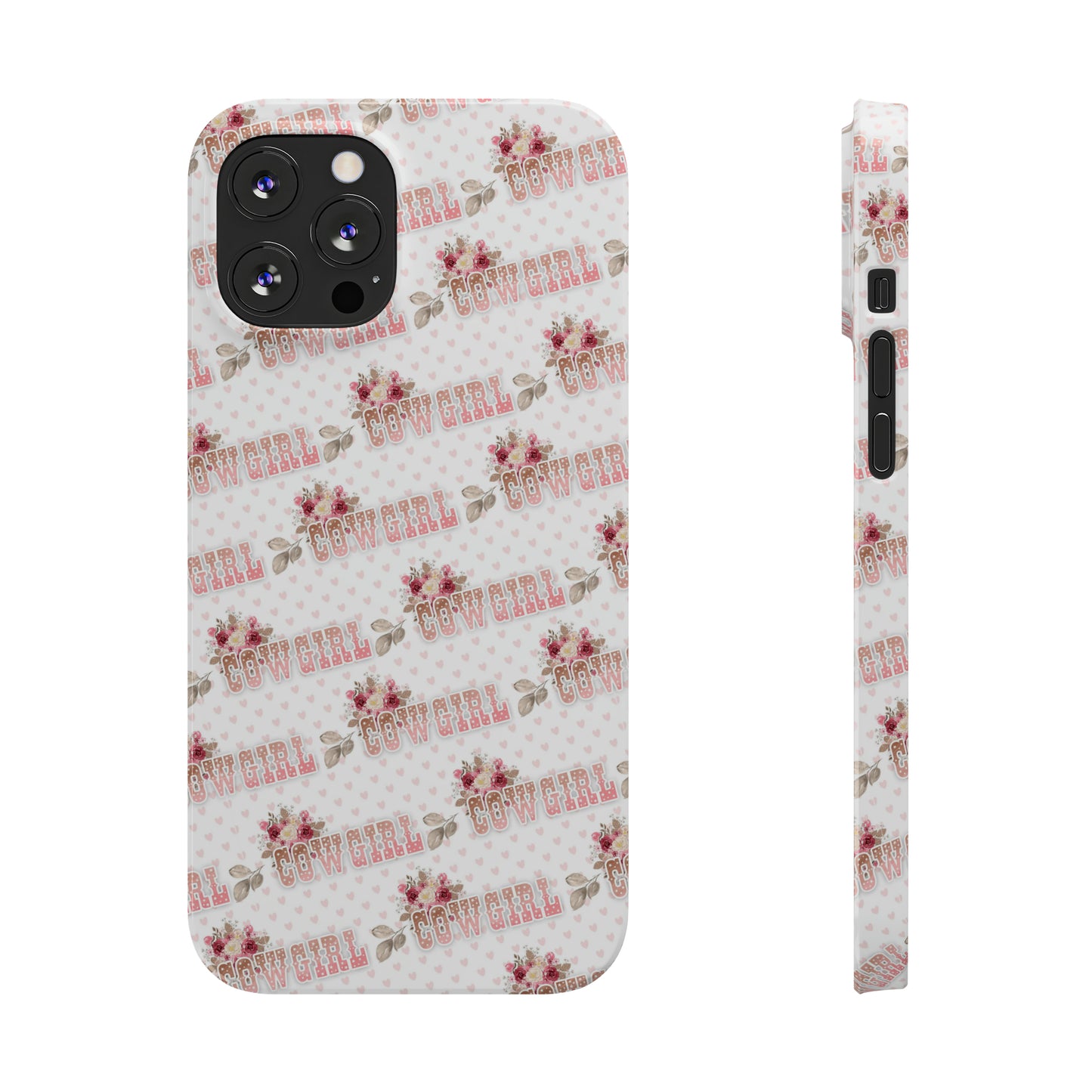 Pink Cowgirl and Flowers Iphone 15-12 Slim Phone Case