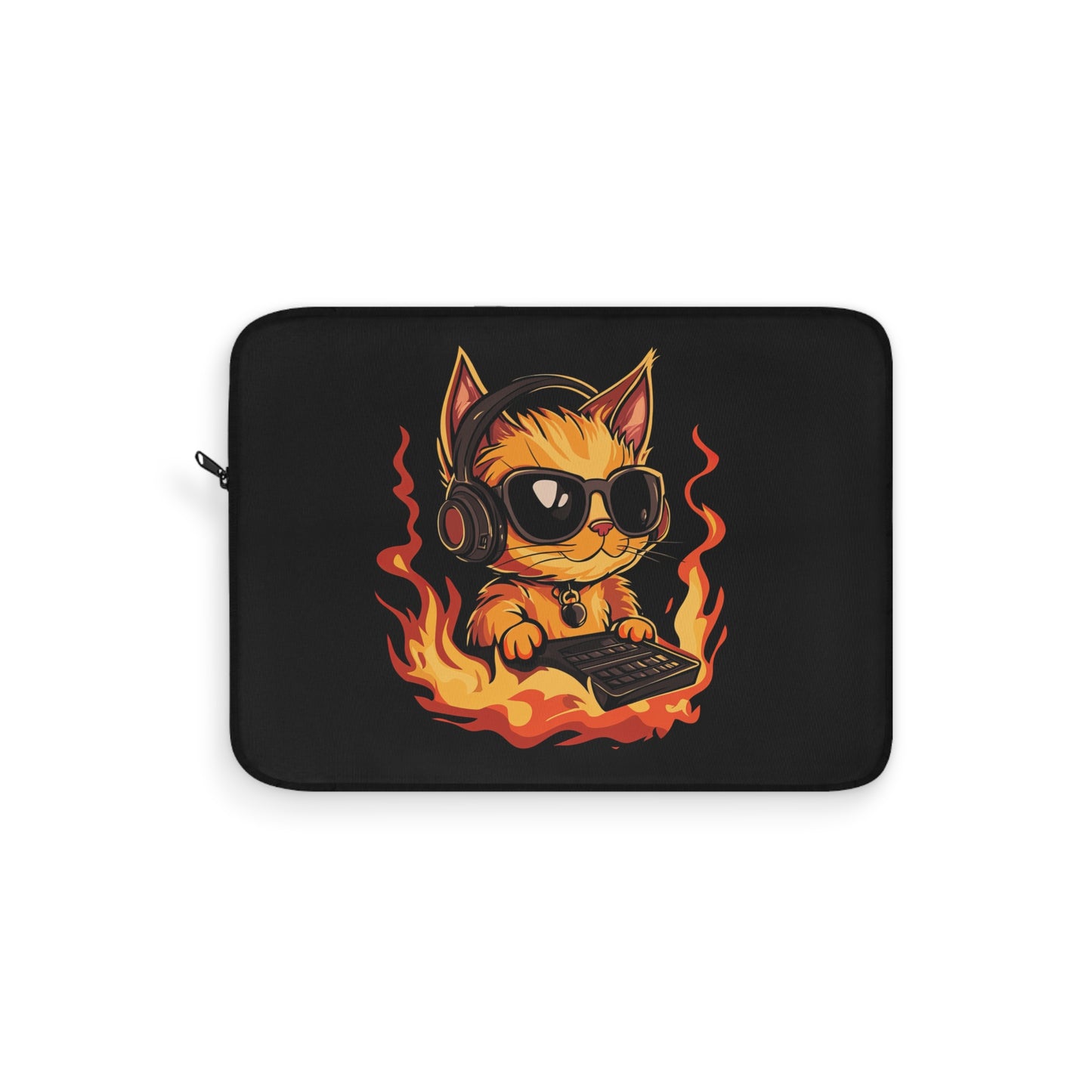 Fire Beats DJ Kitten on the Mix  Laptop or Ipad Protective Sleeve 3 Sizes Available