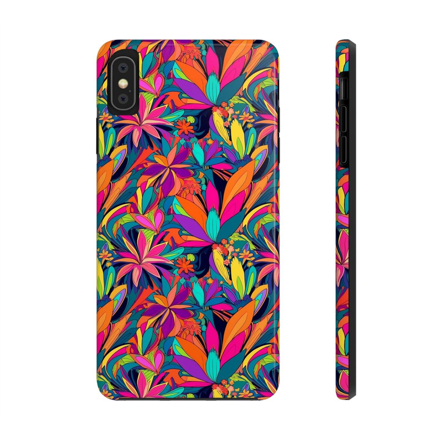 Tropical Neon Flowers Iphone Tough Phone Case