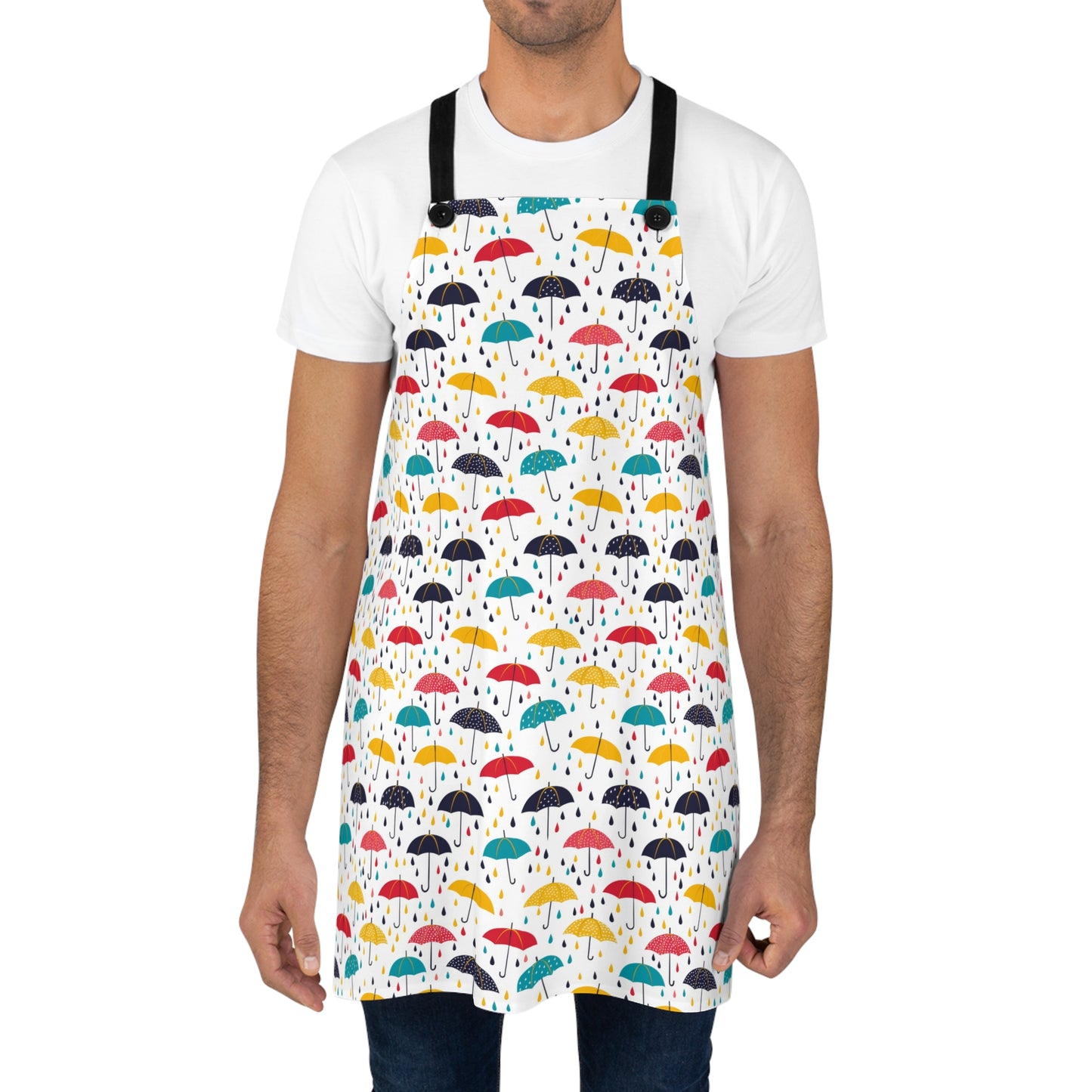 April Showers Parade in A Cheerful Dance of Colorful Umbrellas and Playful Raindrops Kitchen Chef Apron