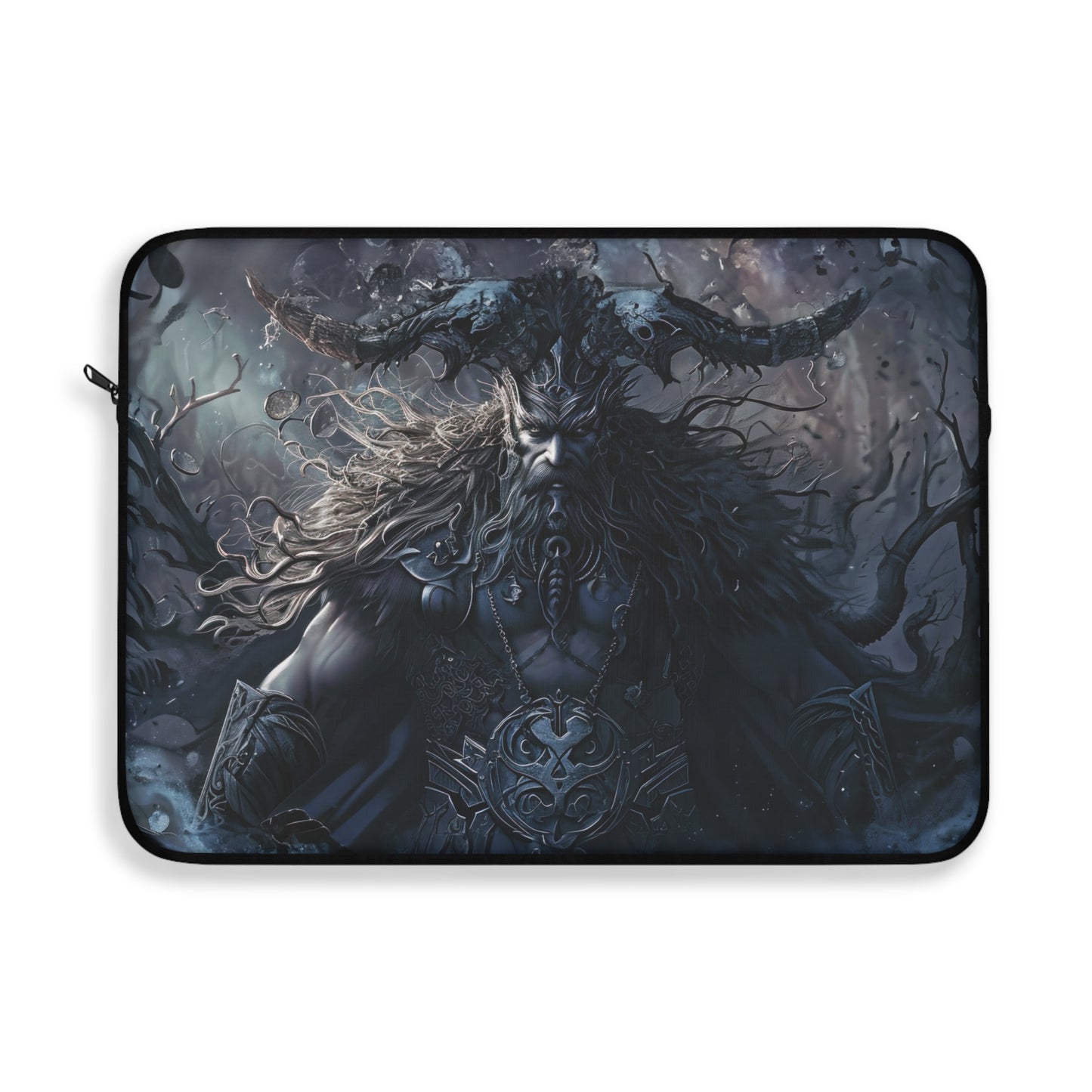 Majestic Norse God Odin with Horned Helmet and Flowing Hair Nordic Warrior - Laptop or Ipad Protective Sleeve 3 Sizes