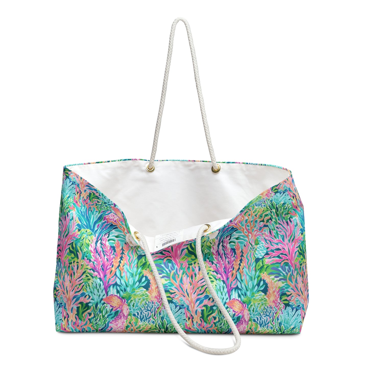 Submerged Spectrum: Vibrant Watercolor Depiction of Underwater Coral Oversized Weekender Bag