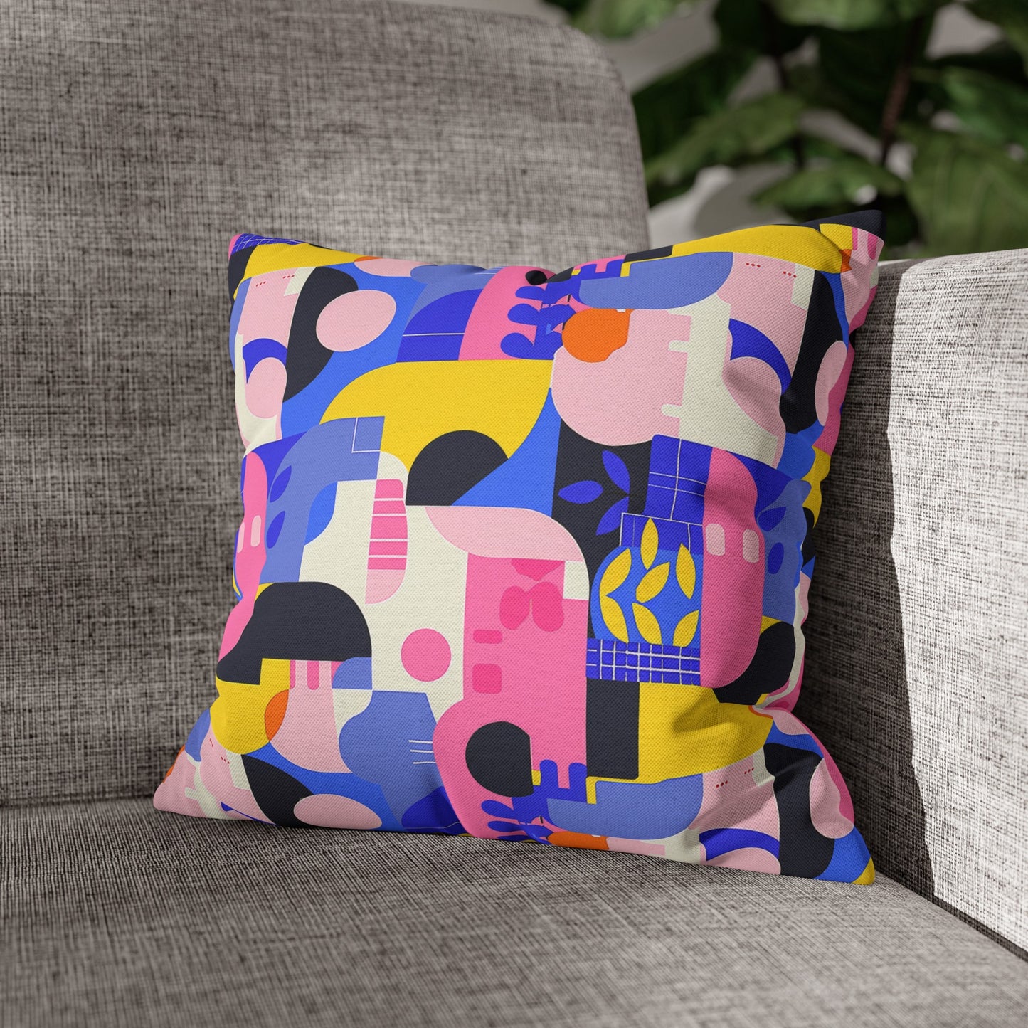 Pop Art in Vibrant Bold Geometric Colors Spun Polyester Square Pillowcase 4 Sizes