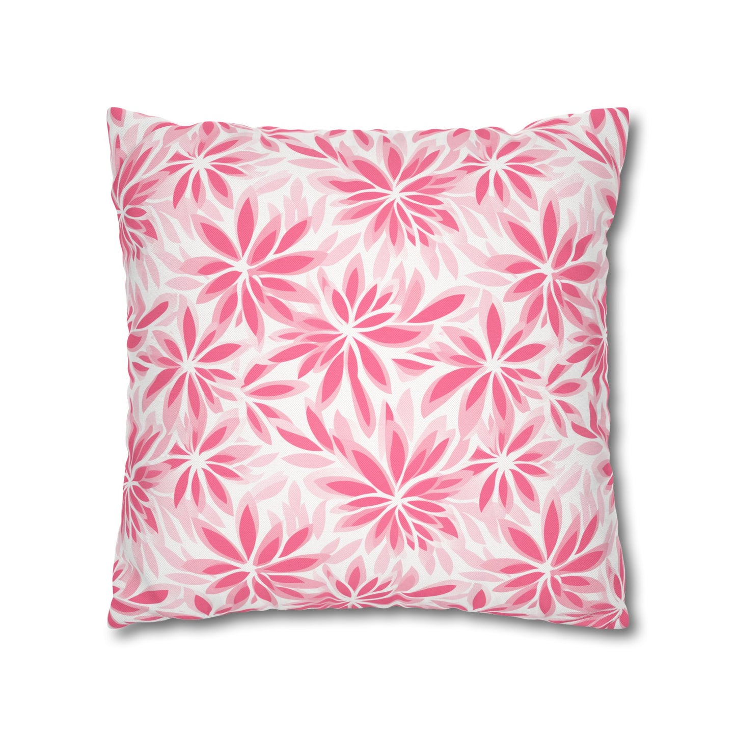 Blush Blooms Soft Pink Floral Pattern Spun Polyester Square Pillowcase 4 Sizes