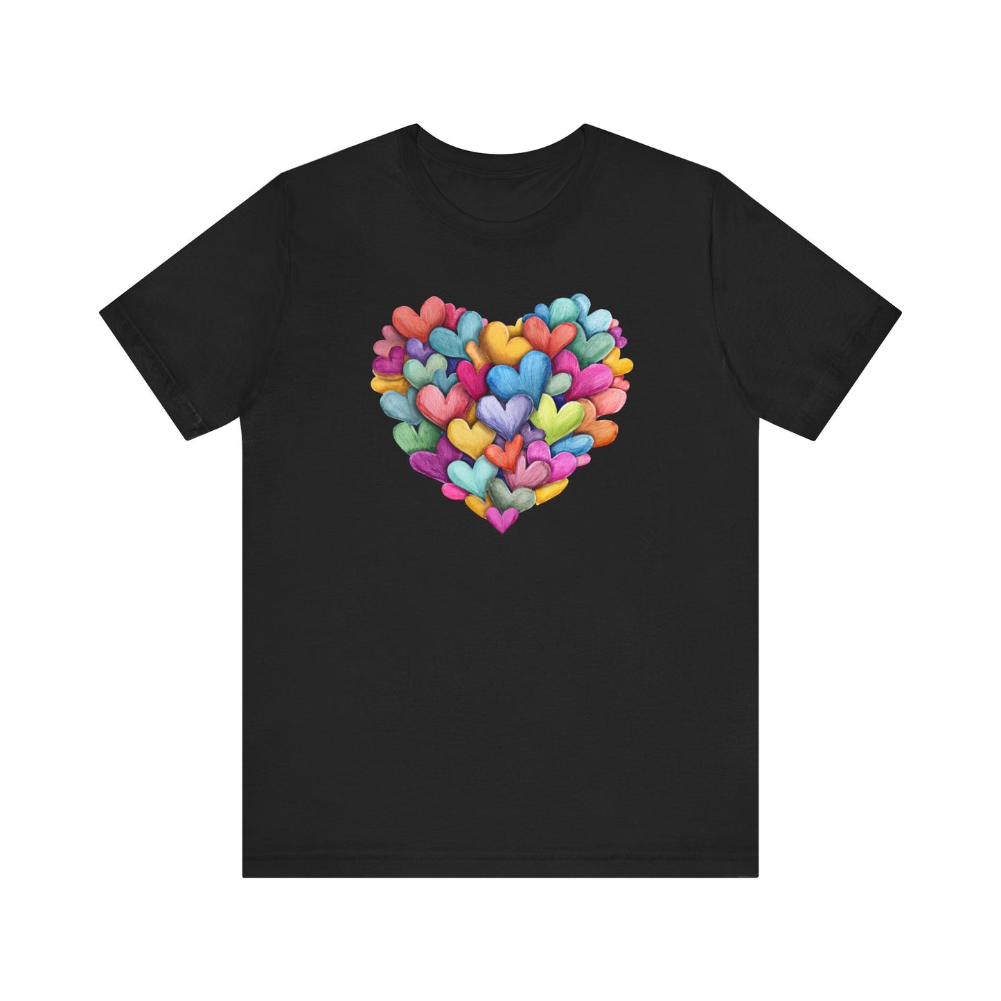 Hearts in Layered Watercolor Valentines Heart Jersey Short Sleeve T-shirt