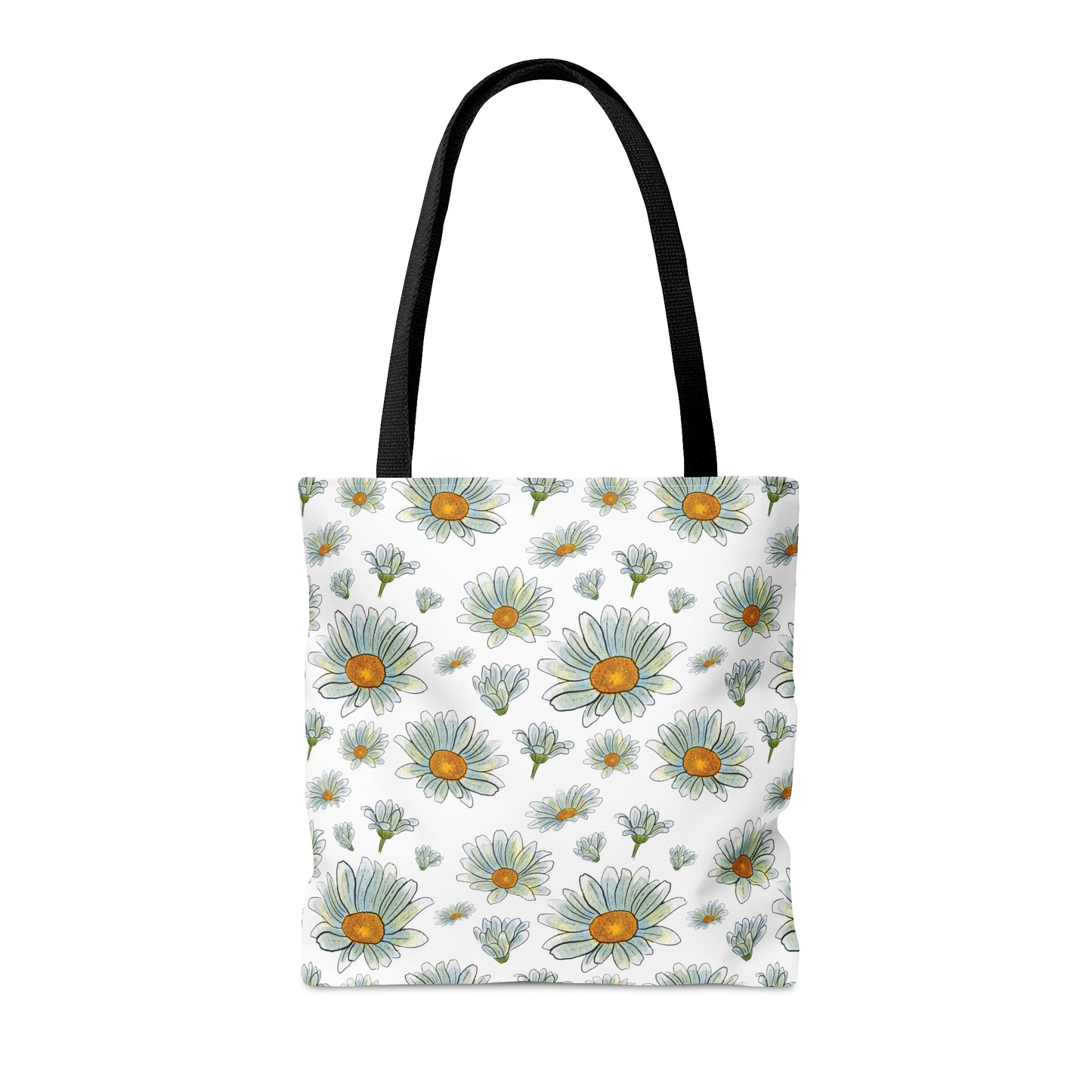 Large Watercolor Summer Daisies Blooming Against a White Background  - Canvas Tote 3 Sizes