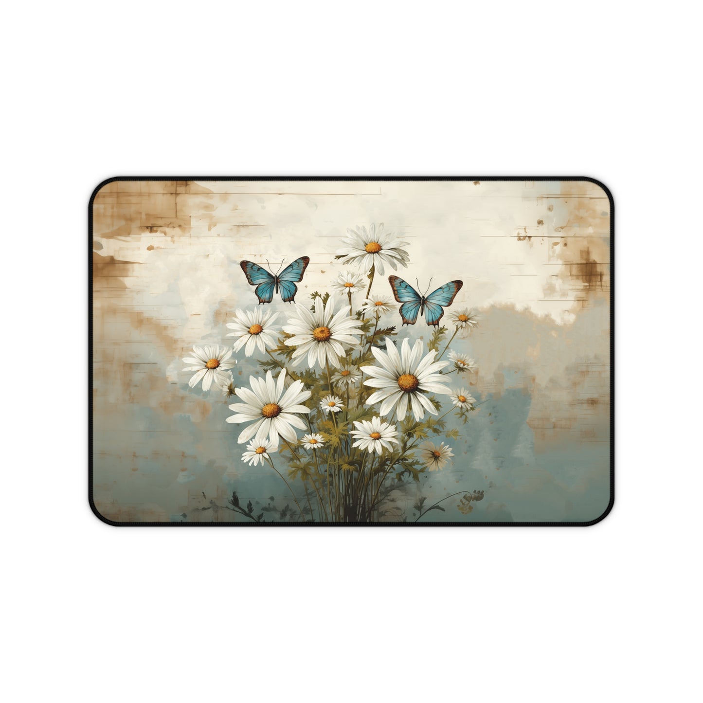 Rustic Farmhouse Daisy and Butterfly Design - Desk Mat Extended Gaming Mouse Pad 3 Sizes