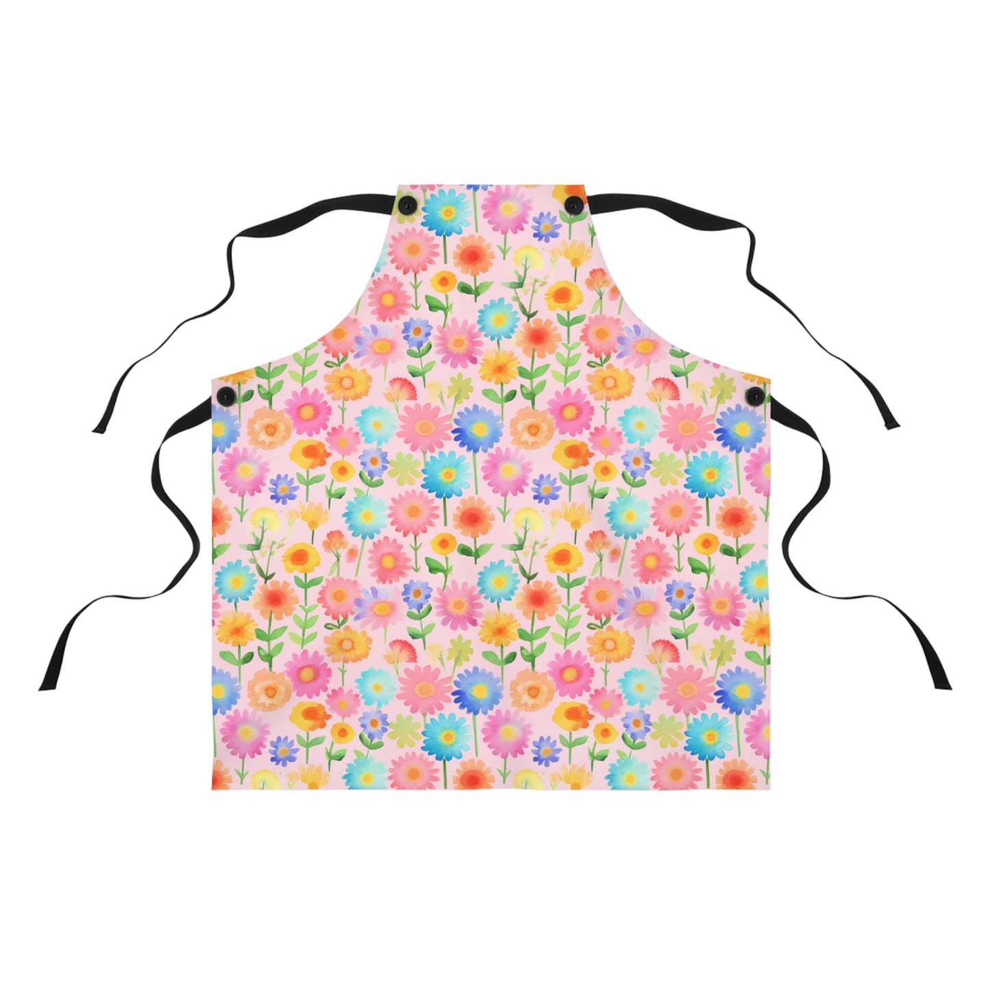 Lively Watercolor Blooms: Vibrant Tiny Flowers Bursting with Color Design - Kitchen Chef Apron