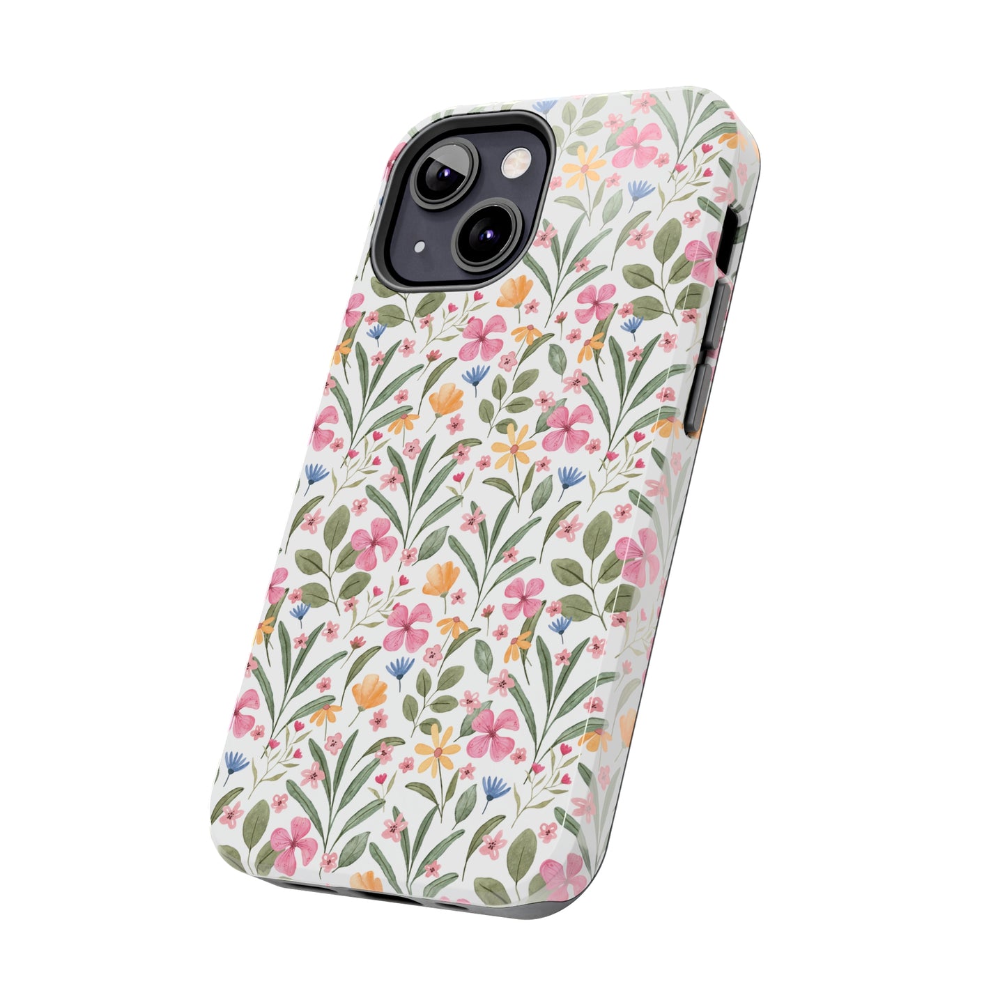 Pink Watercolor Spring Flowers Iphone Tough Phone Case