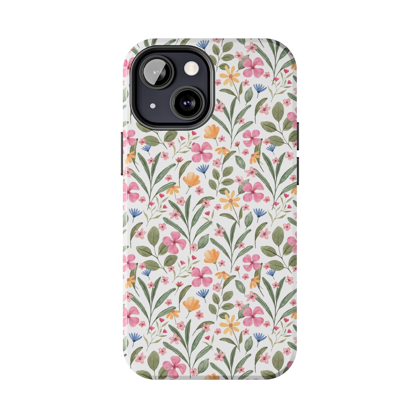 Pink Watercolor Spring Flowers Iphone Tough Phone Case