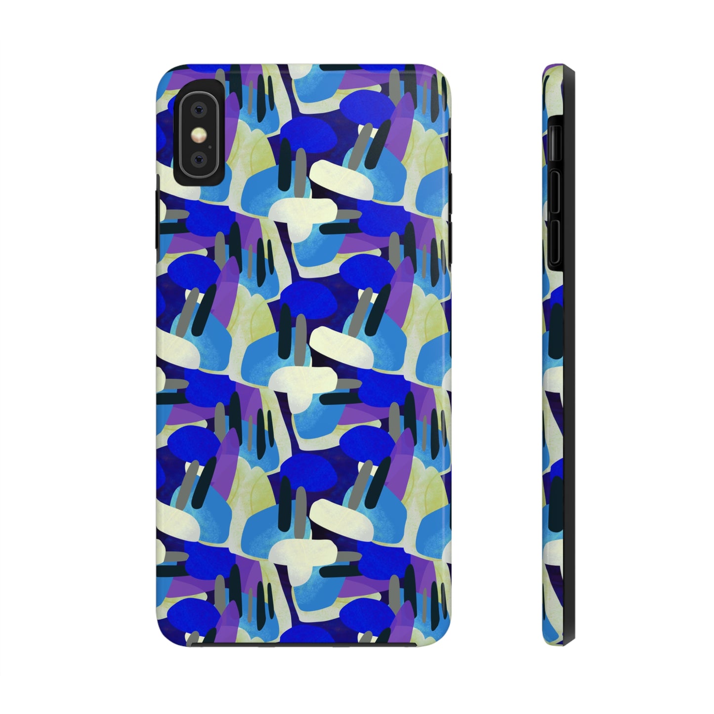 Blue, Purple and Green Abstract Design Iphone Tough Phone Case