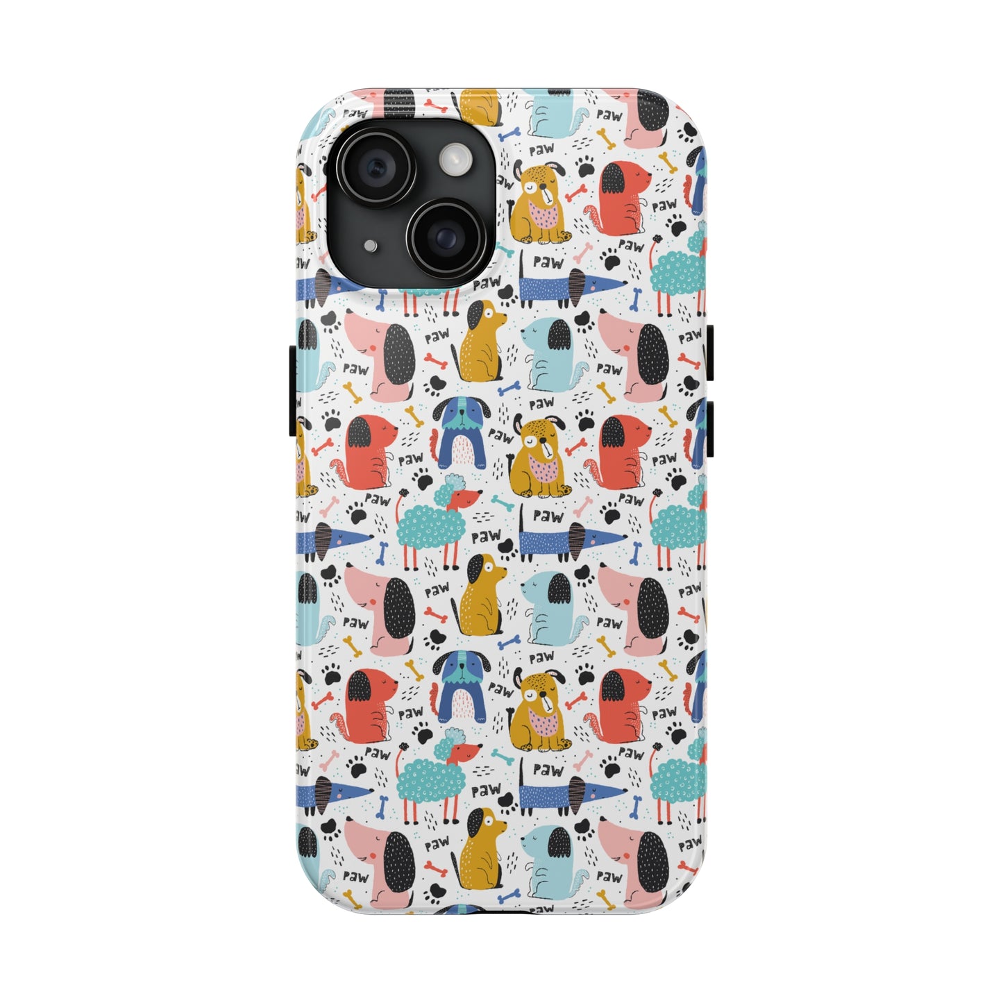 Playful Pups: Colorful Cartoon Dogs Iphone Tough Phone Case