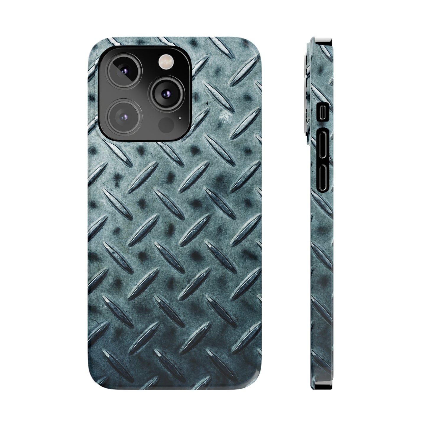 Blue Steel Diamond Plate Design Iphone 15-12 Slim Phone Case