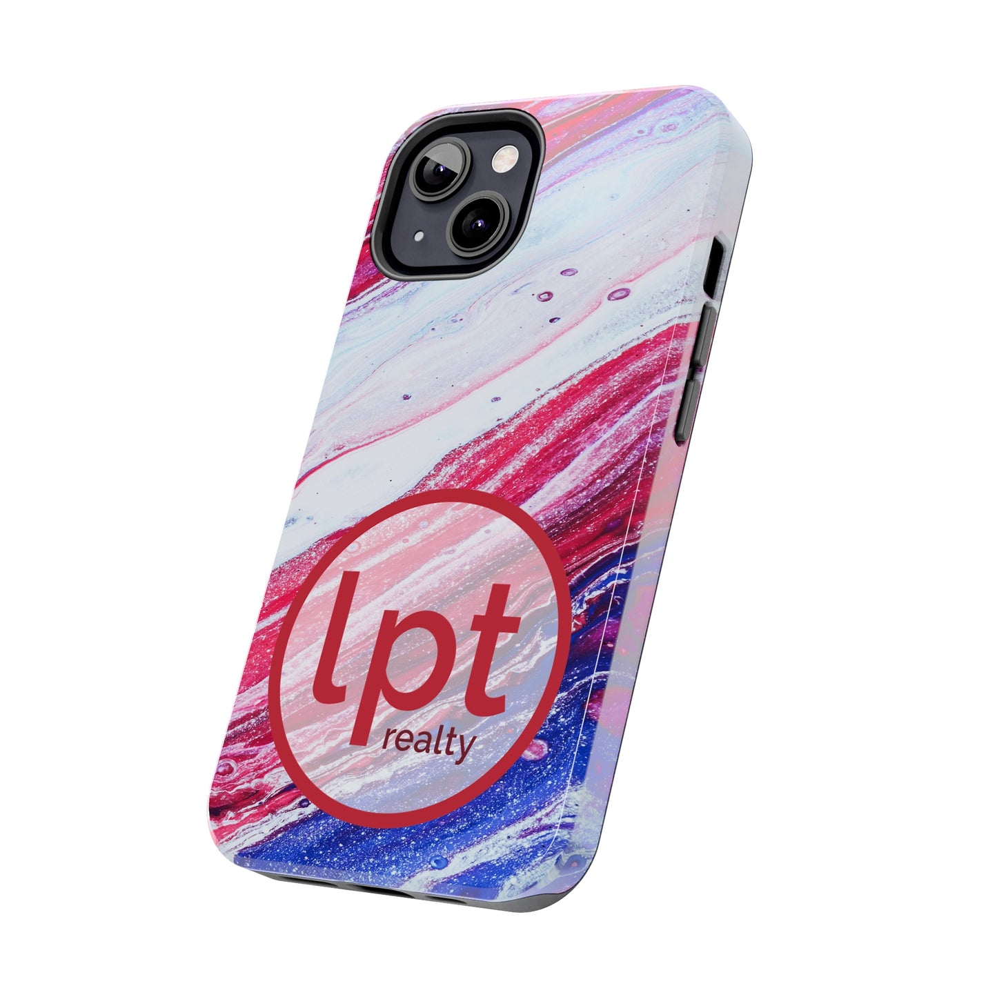 LPT Realty Logo -  Red White and Blue Alcohol Ink Design Iphone Tough Phone Case