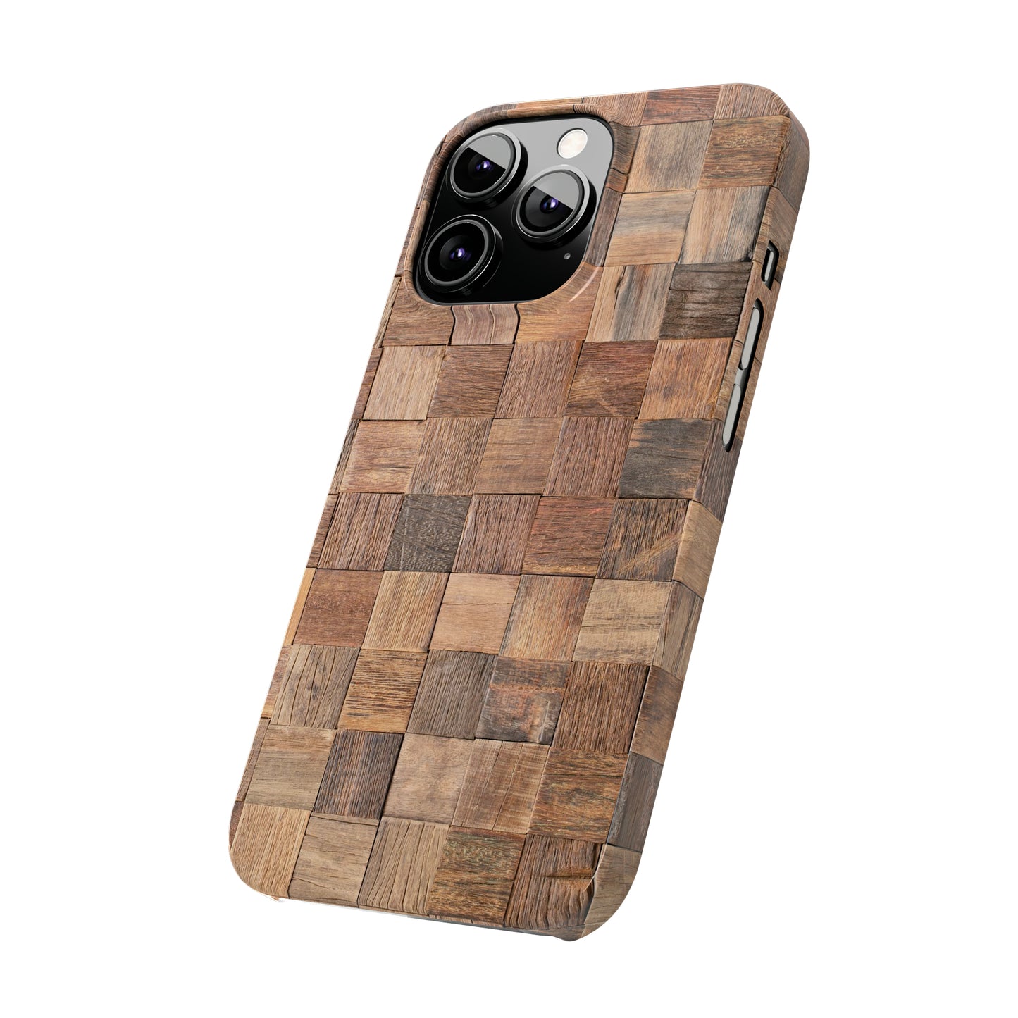 Organic Elegance Natural Woven Wood Design Design Iphone 15-12 Slim Phone Case