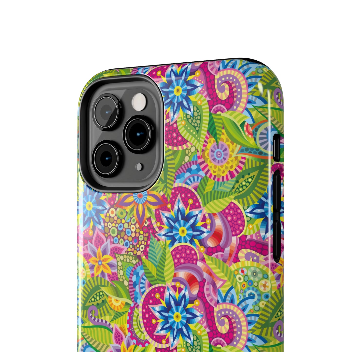 Vibrant Array of Abstract Flowers and Paisley in Rainbow Hues Iphone Tough Phone Case