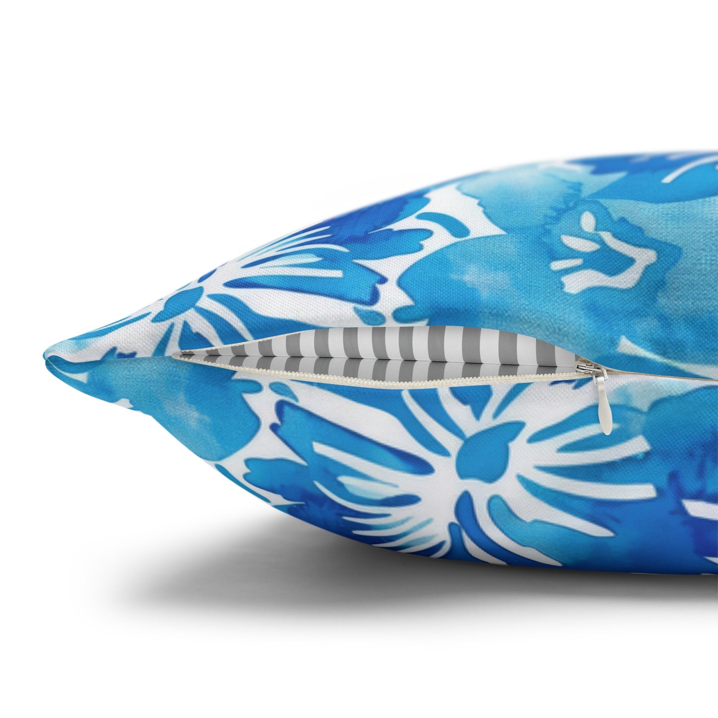 Tranquil Tropics: Soft Blue Tropical Flowers Spun Polyester Square Pillowcase 4 Sizes