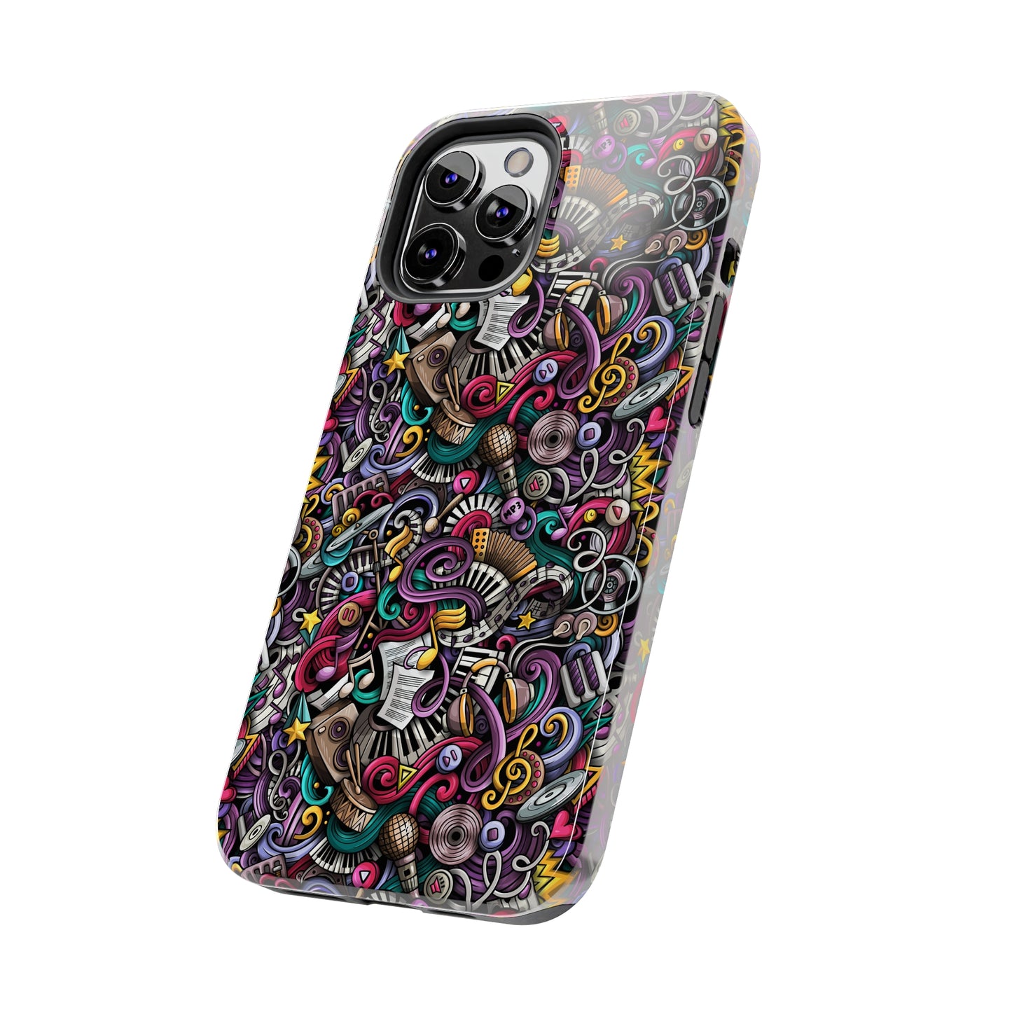 Musical Notes, Sheet Music, Swirls Cartoon Design Iphone Tough Phone Case