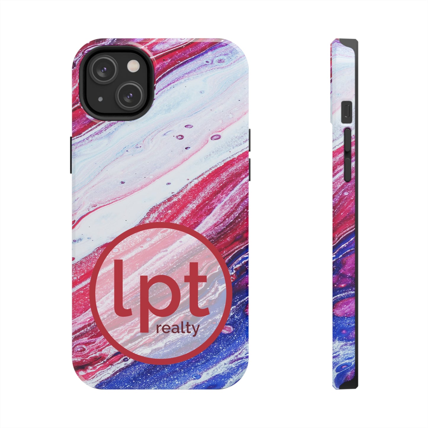 LPT Realty Logo -  Red White and Blue Alcohol Ink Design Iphone Tough Phone Case