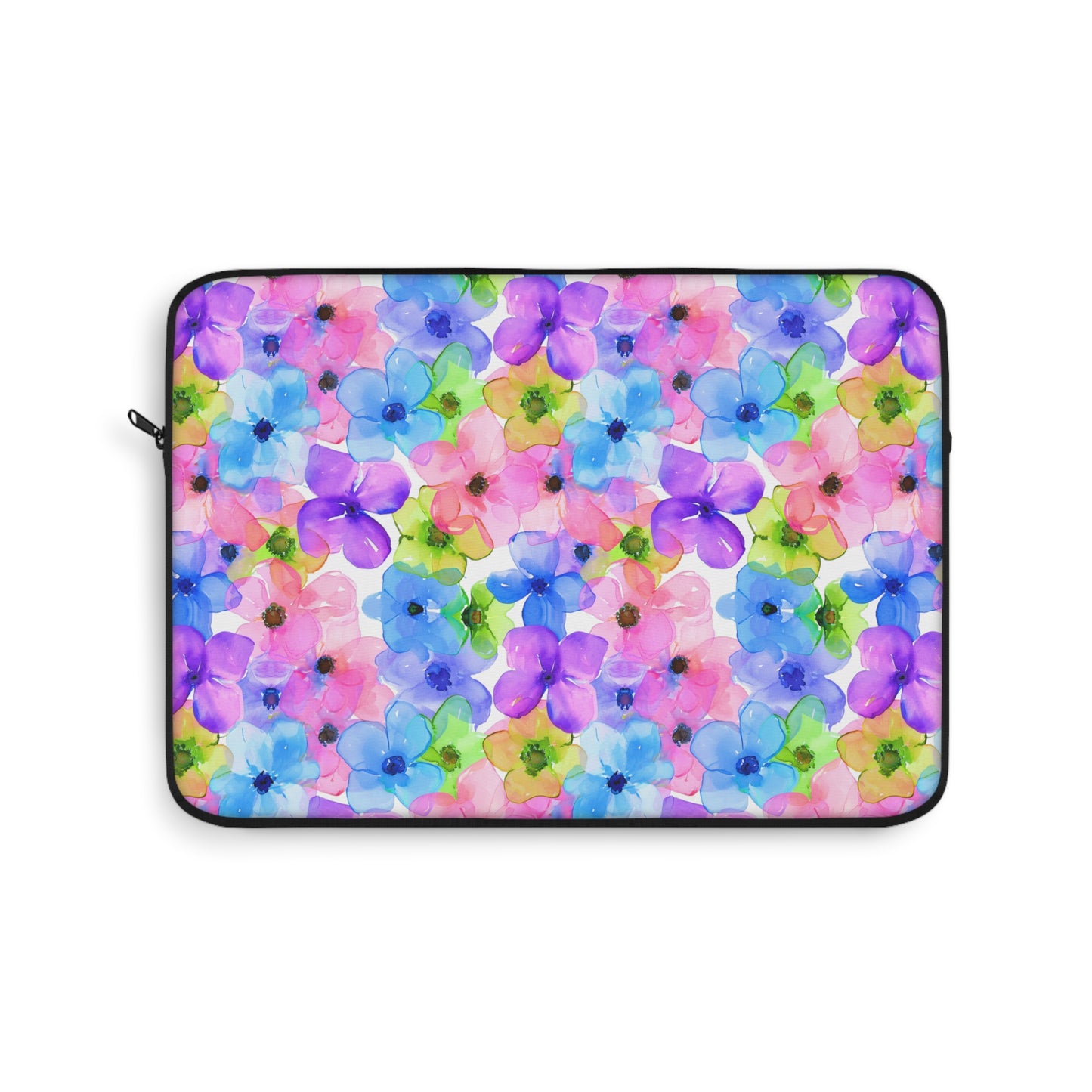 Prismatic Garden: Luminous Pink, Purple, and Blue Blossoms Laptop or Ipad Protective Sleeve 3 Sizes Available