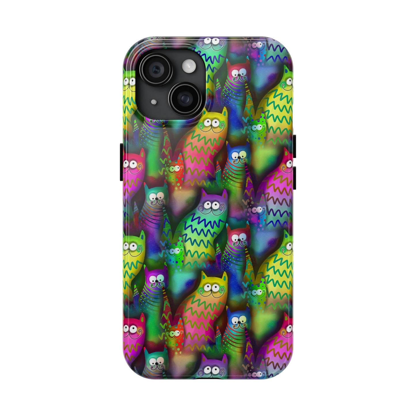 Neon Rainbow Cartoon Cats Iphone Tough Phone Case