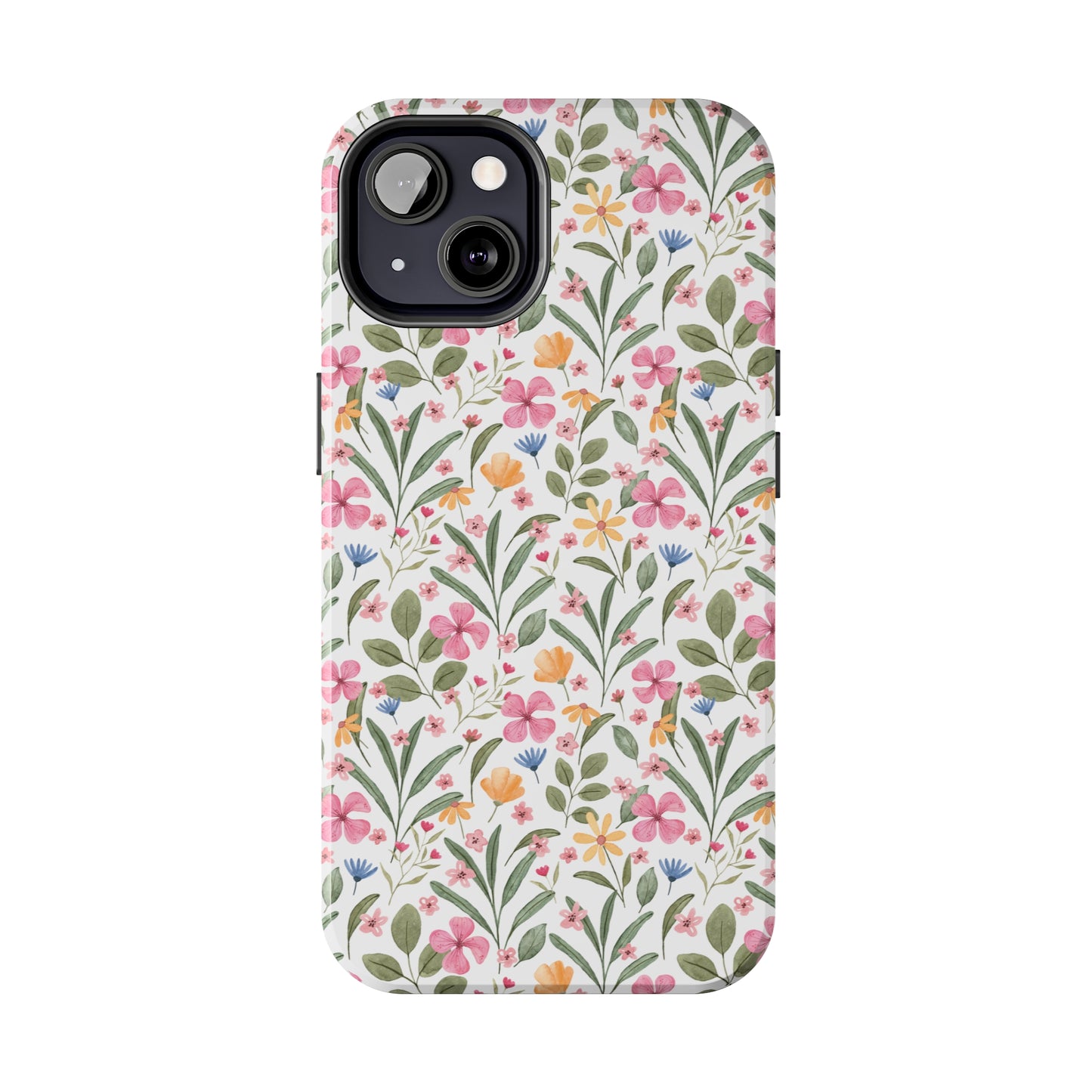 Pink Watercolor Spring Flowers Iphone Tough Phone Case