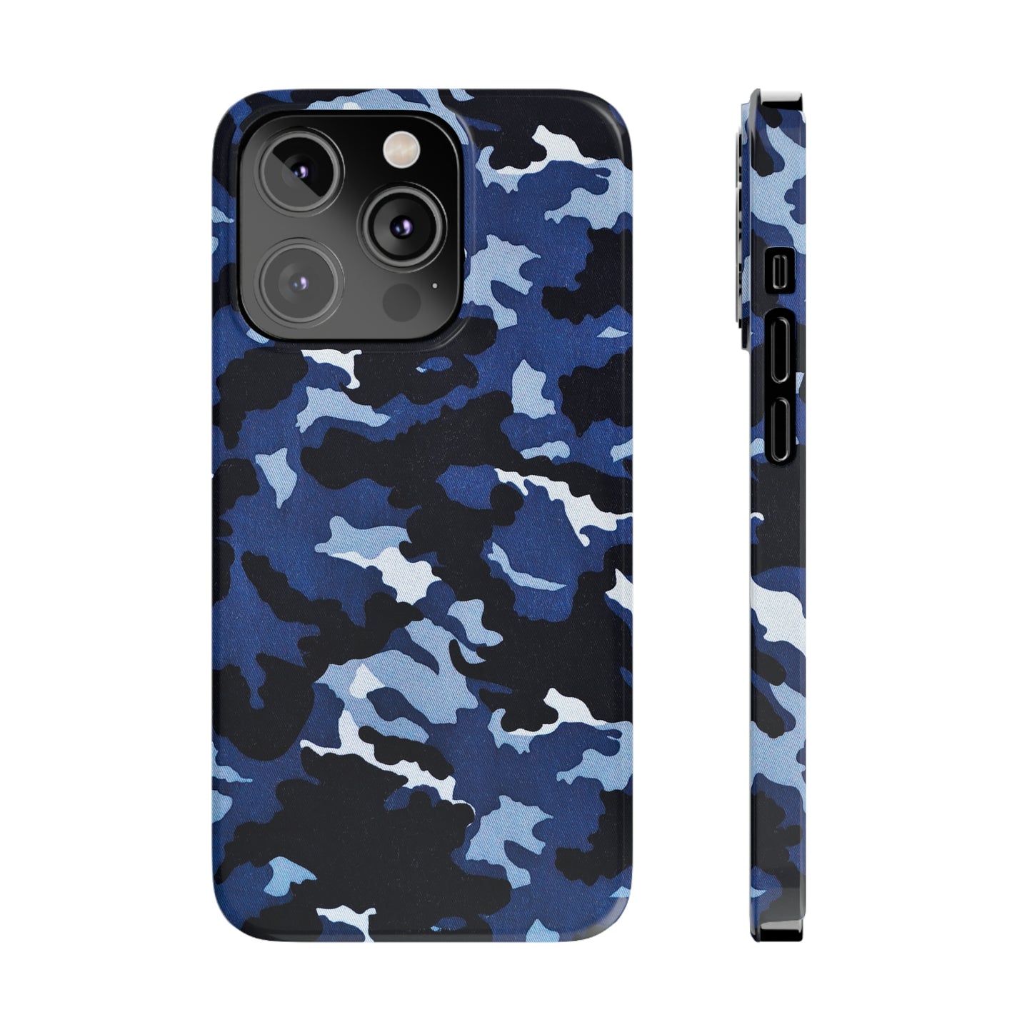 Deep Sea Concealment: Navy Blue Camouflage Iphone 15-12 Slim Phone Case