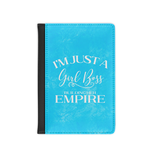 I'm Just A Girl Boss Building Her Empire White & Blue - Passport Cover Faux Leather RFID Blocking