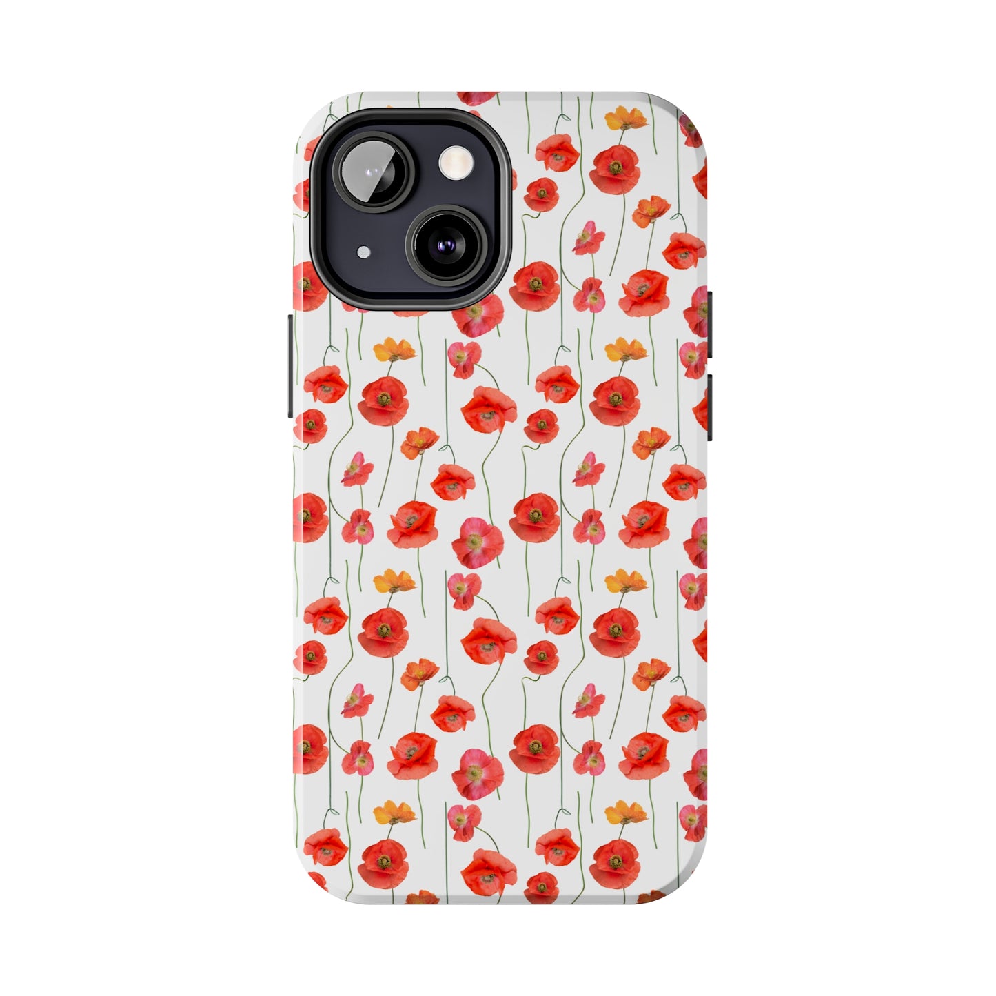 Vivid Elegance: Bright Red Poppies on a White Background Iphone Tough Phone Case