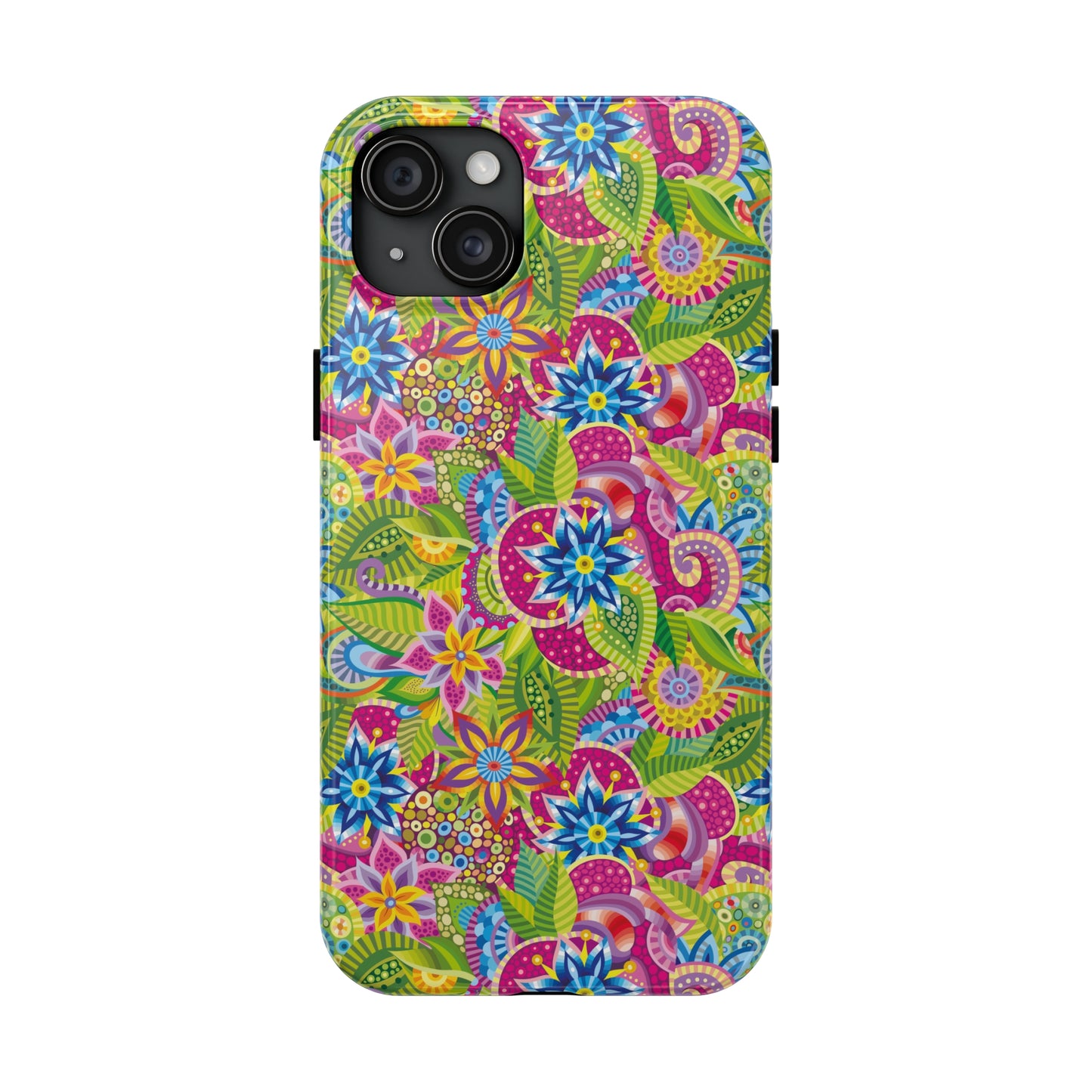 Vibrant Array of Abstract Flowers and Paisley in Rainbow Hues Iphone Tough Phone Case