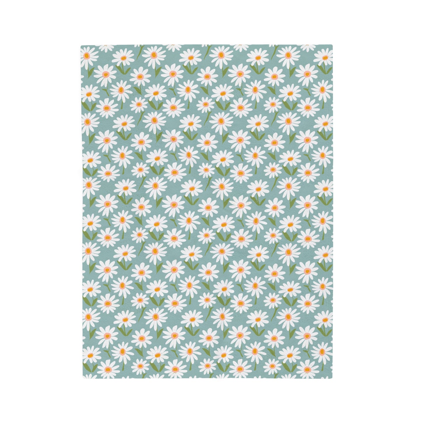 Cheerful Bright Daisy on Pastel Green Design Velveteen Plush Blanket 3 Sizes