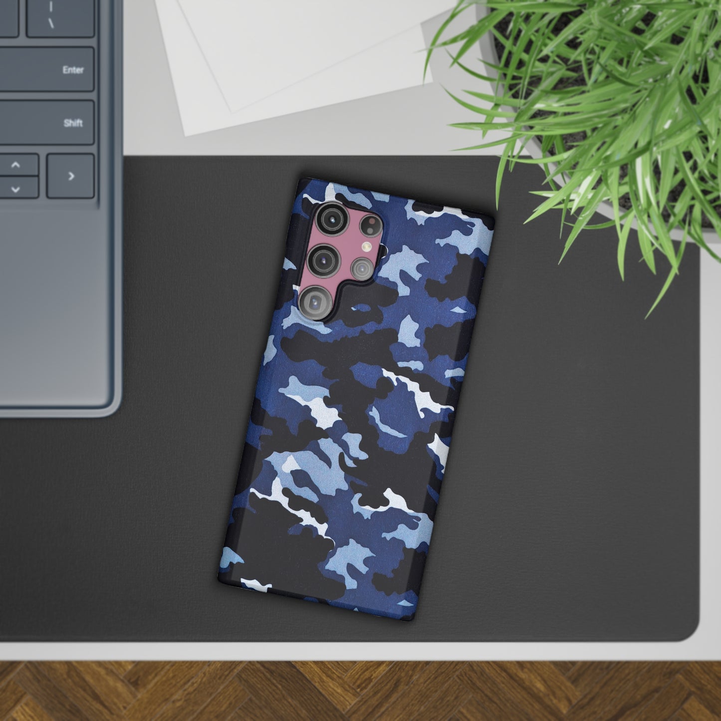 Deep Sea Concealment: Navy Blue Camouflage Samsung Slim Cases