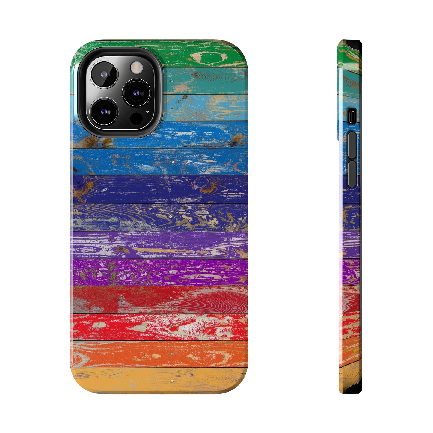 Rainbow Wood Planks Iphone Tough Phone Case