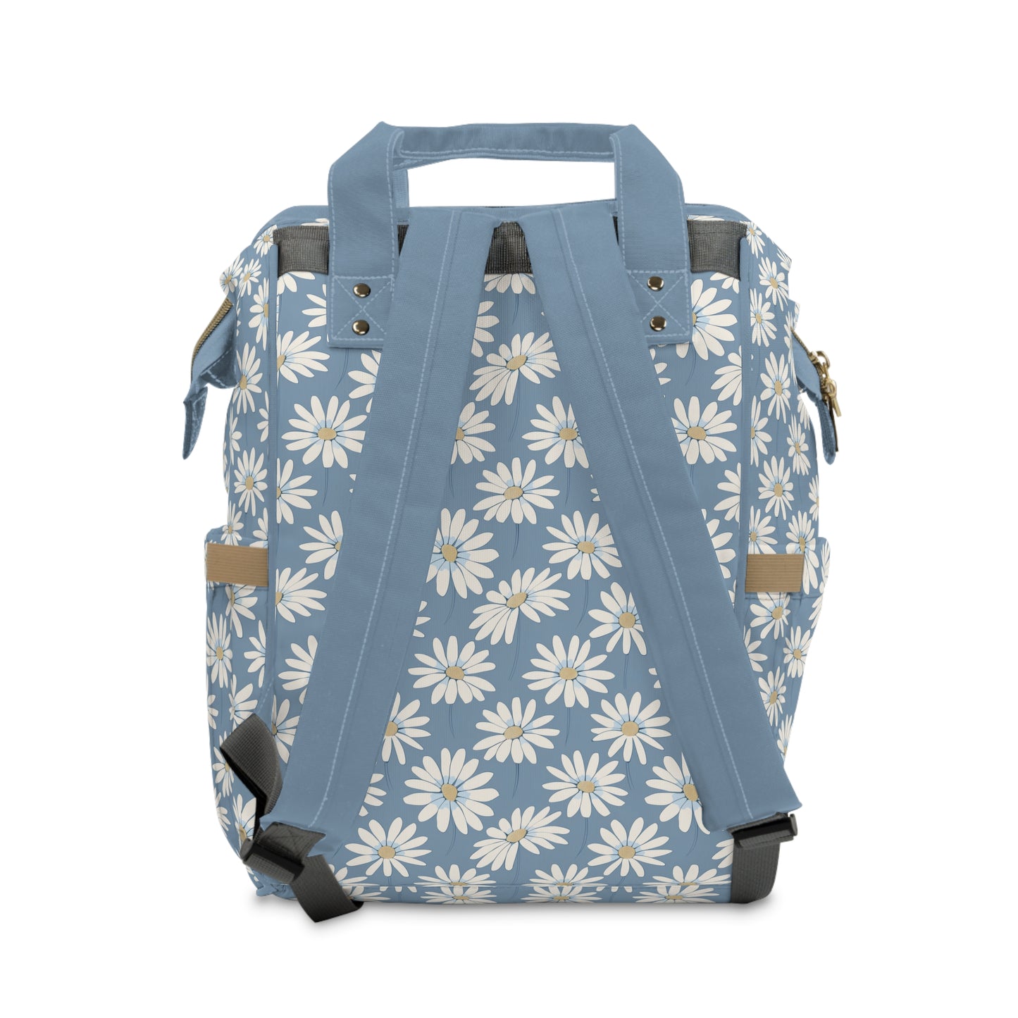 Charming White Daisies on a Soft Blue Background Multifunctional Diaper Backpack