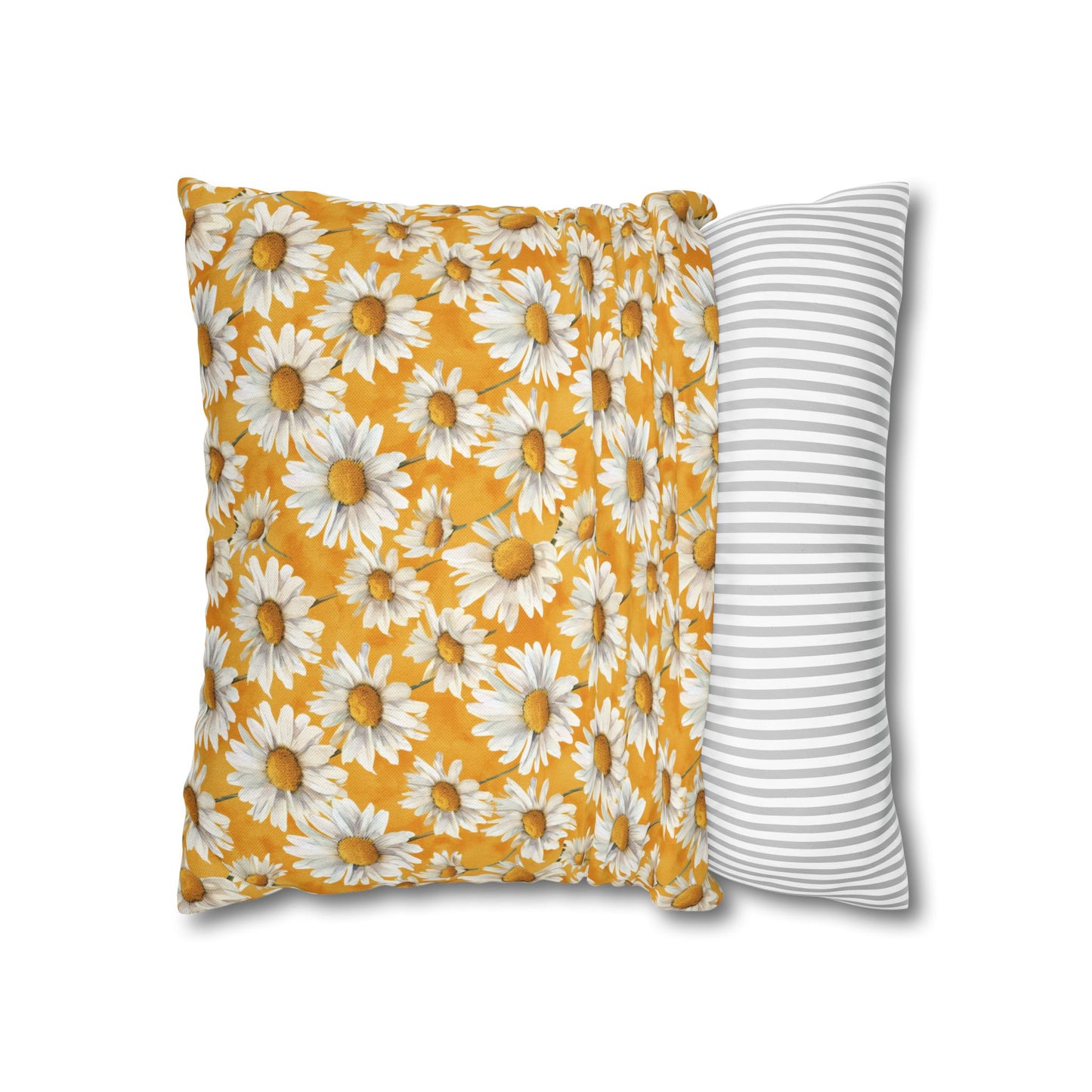 Golden Daisy Field with Vibrant Yellow Floral Design Spun Polyester Square Pillowcase 4 Sizes