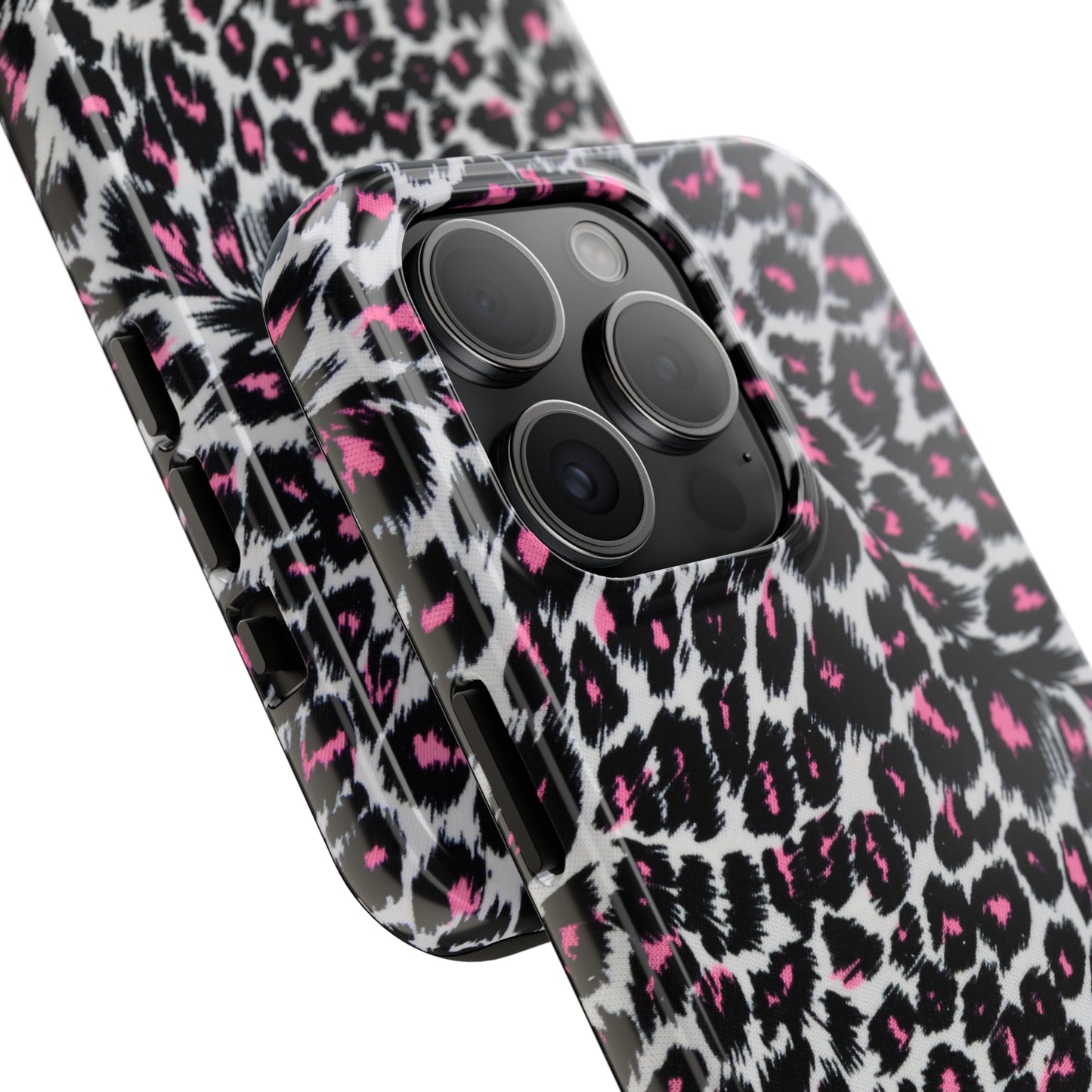 Fierce Femininity Pink and Black Leopard Print Iphone Tough Phone Case