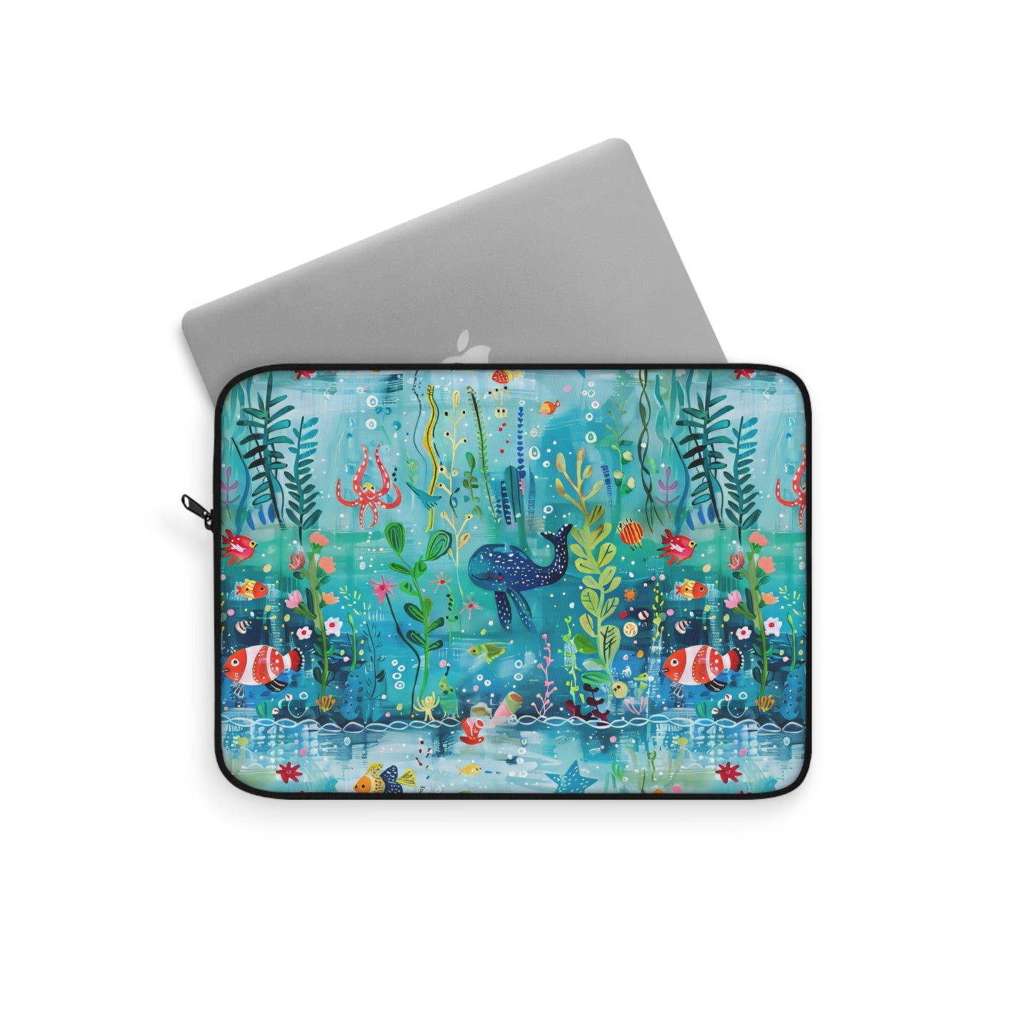 Ocean Enchantment: Magical Watercolor Sea Creatures Laptop or Ipad Protective Sleeve 3 Sizes Available