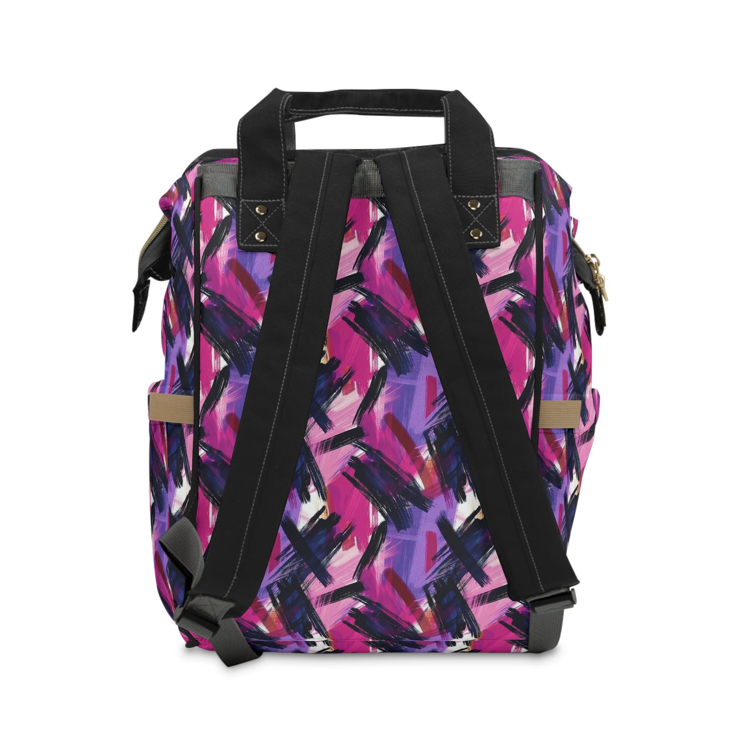 Vibrant Rebellion Brush Strokes in Hot Pink and Cool Purple on a Moody, Dark Background Multifunctional Diaper Backpack