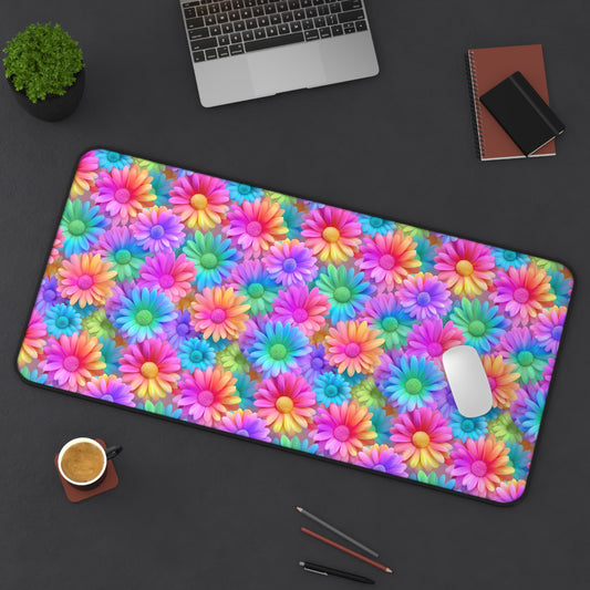 Spring Daisy Deskmat , Spring Flowers Desk Decoration, Floral Large Mousepad, Gaming Desk Mat, Desktop Accessory
