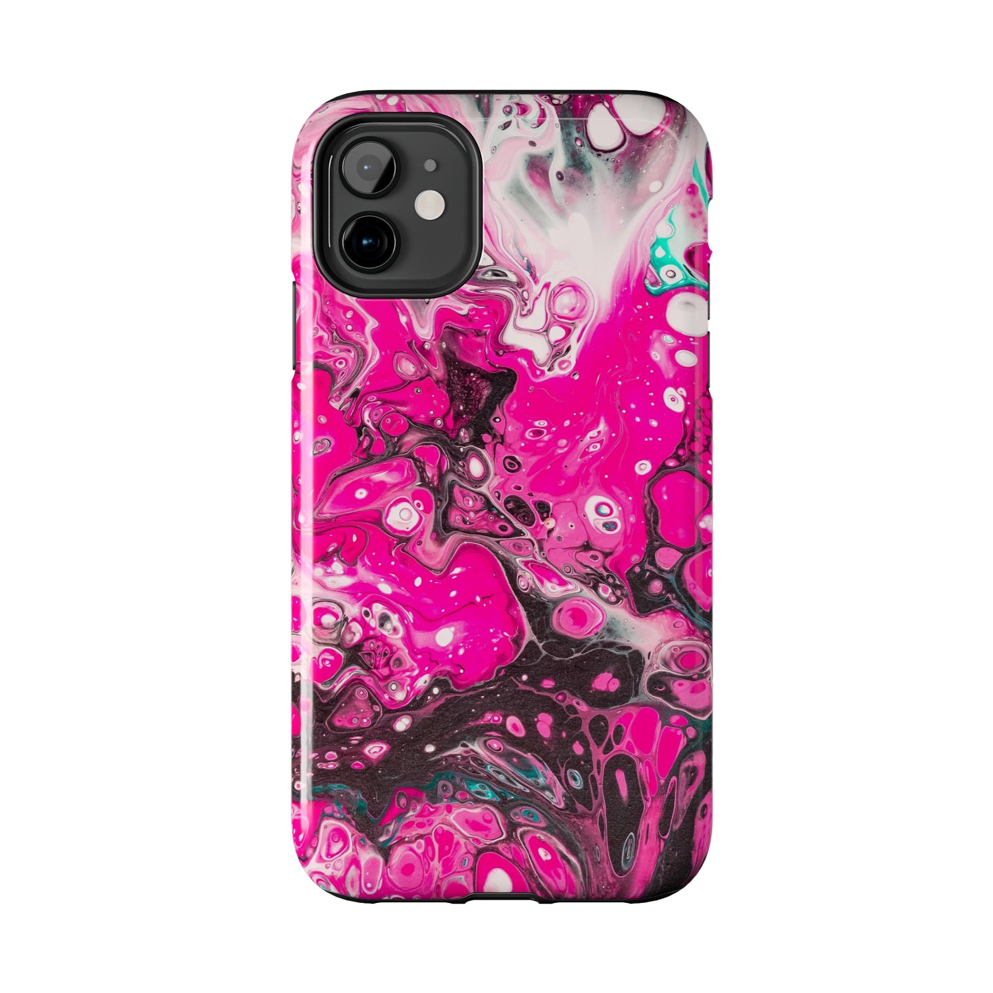 Pink, Black and White Alcohol Ink Design Iphone Tough Phone Case