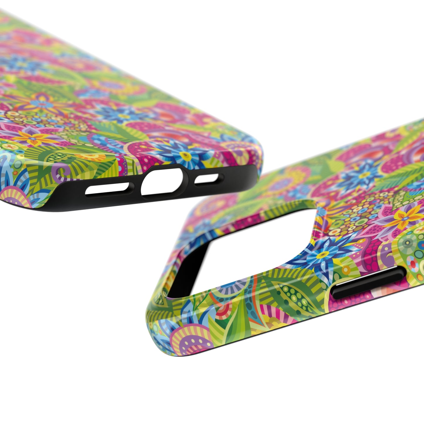 Vibrant Array of Abstract Flowers and Paisley in Rainbow Hues Iphone Tough Phone Case