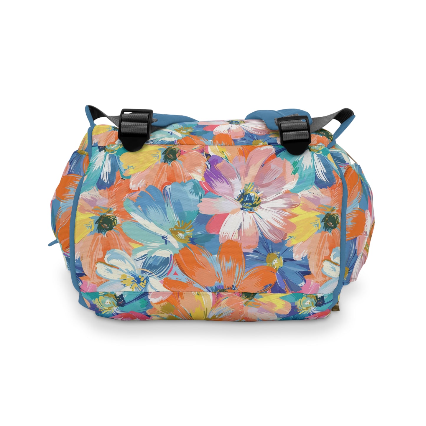 Subdued Elegance: Muted Colorful Watercolor Floral Blooms Multifunctional Diaper Backpack