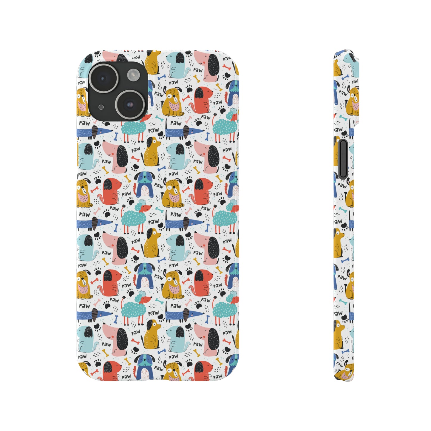 Playful Pups: Colorful Cartoon Dogs Iphone 15-12 Slim Phone Case