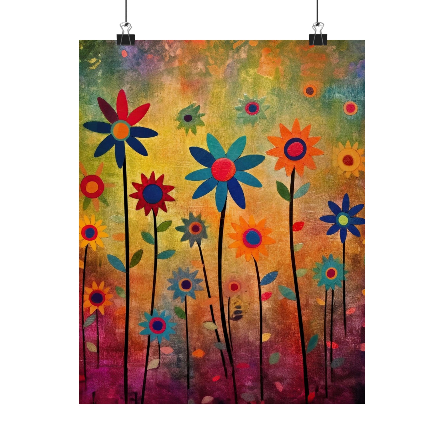 Earthy Elegance: Boho Flower Garden Print on Matte Poster  - 4 Sizes